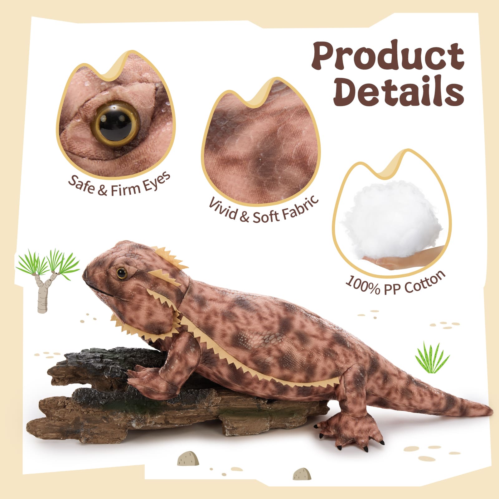 Lifelike Lizard Stuffed Animals Reptile Plush Toys, 27.56 Inches
