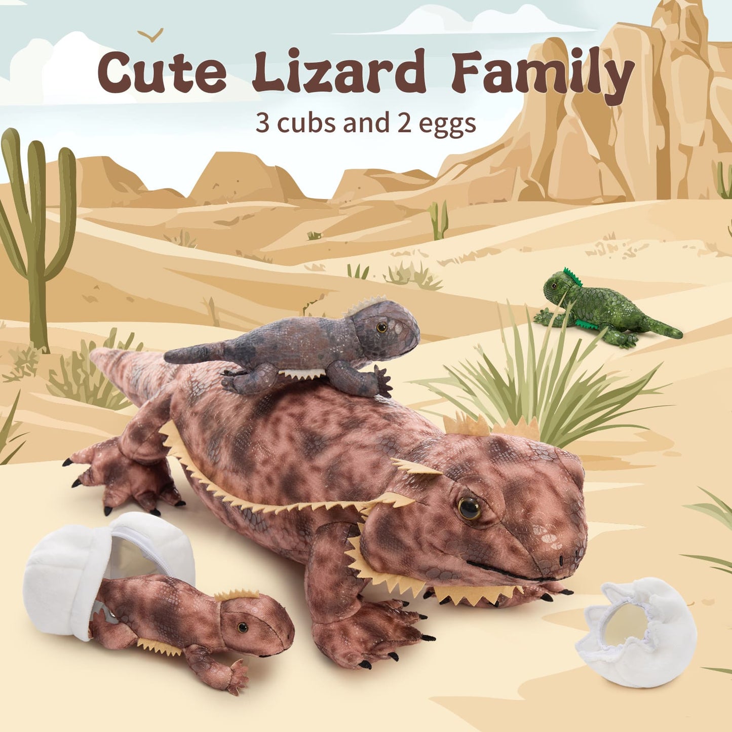 Lifelike Lizard Stuffed Animals Reptile Plush Toys, 27.56 Inches