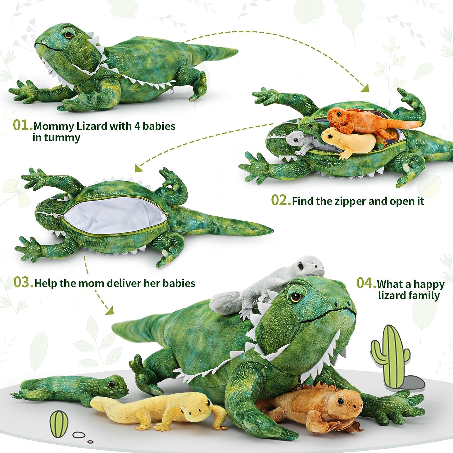 Lifelike Lizard Stuffed Animals Reptile Plush Toys, 27.56 Inches