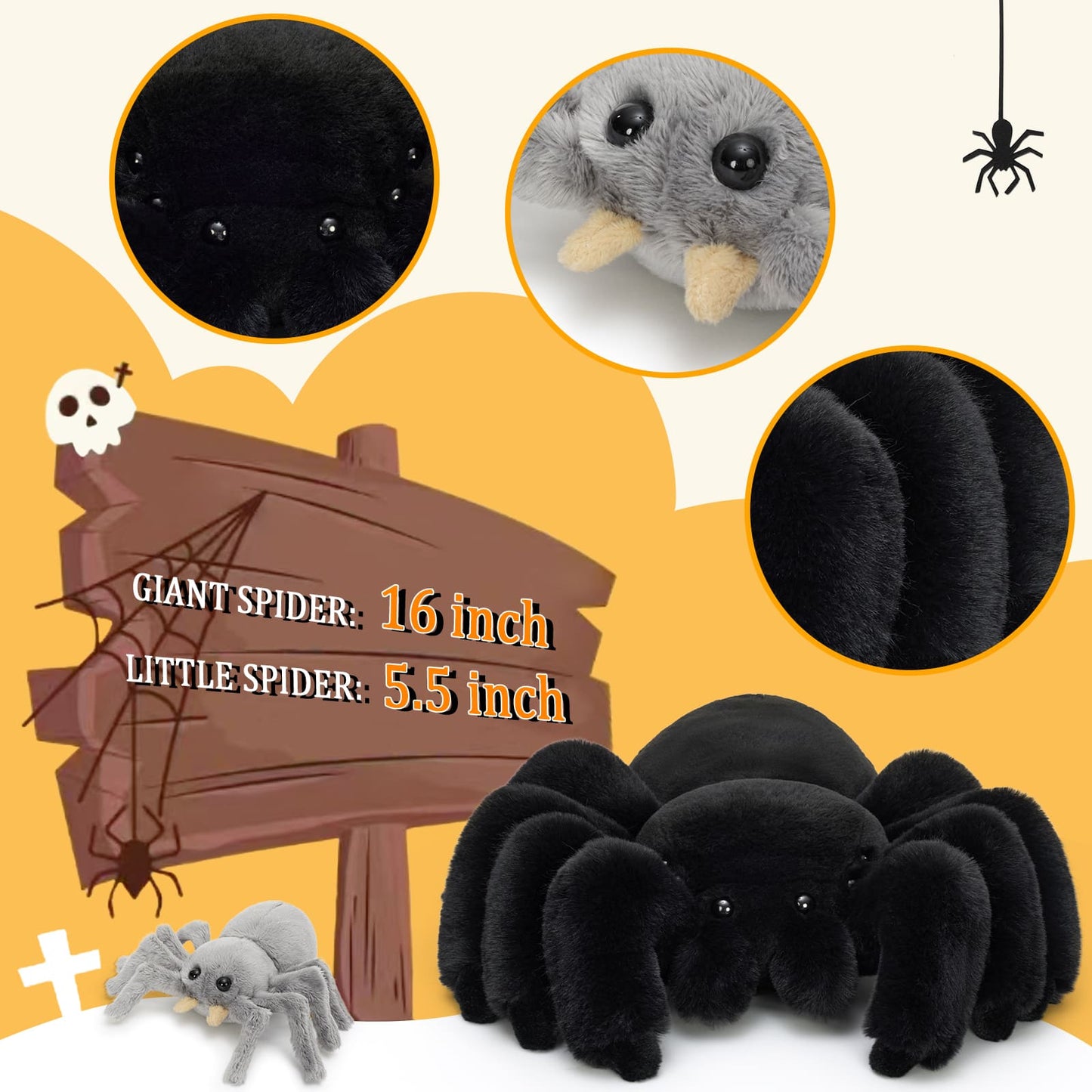 Simulation Spider Stuffed Animals with Babies inside the Belly - Big Lifelike Spider Plush Toy for Children 3 years - Stuffed Animal Babies with Their Mom - Free Shipping