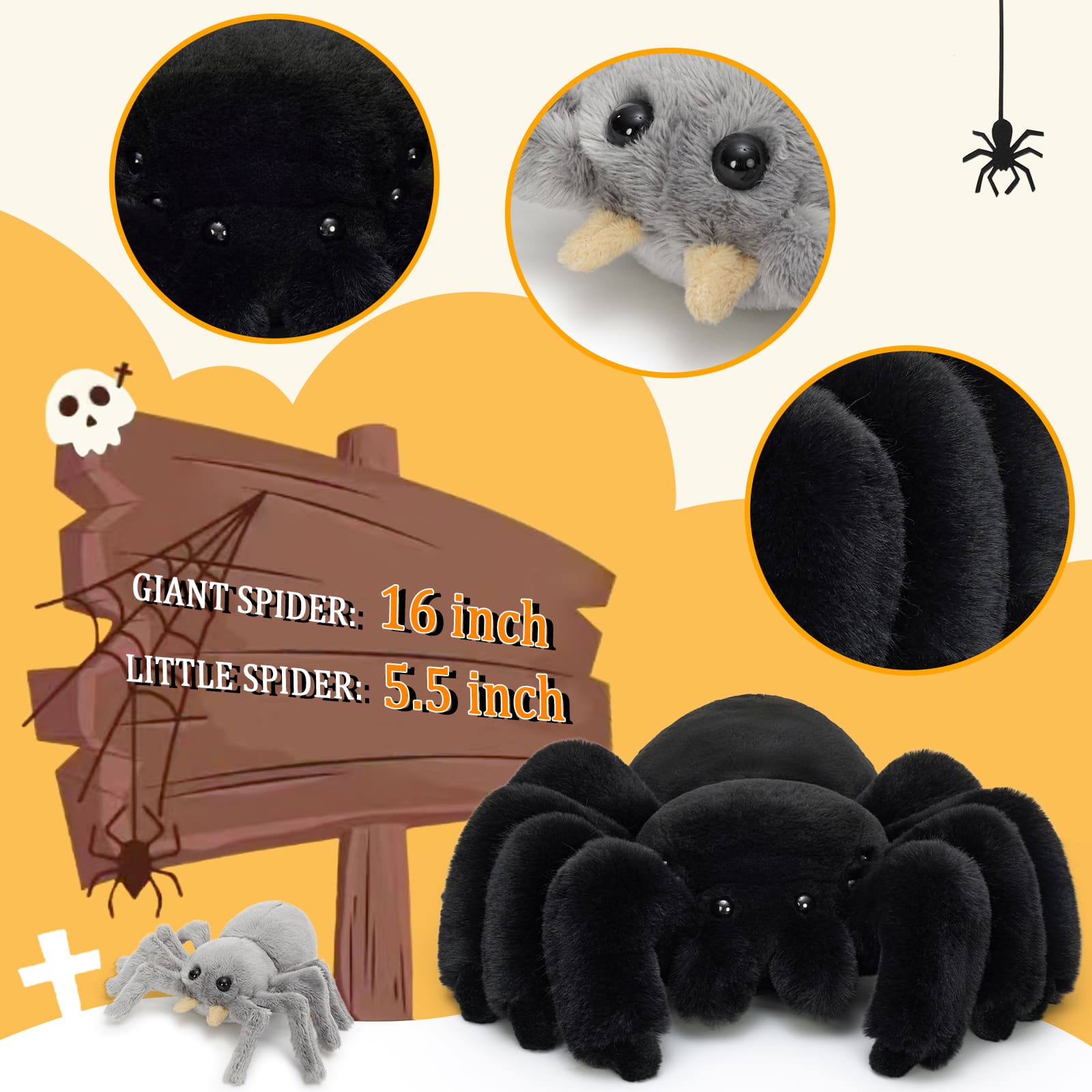 Simulation Spider Stuffed Animals, 15.75 Inches