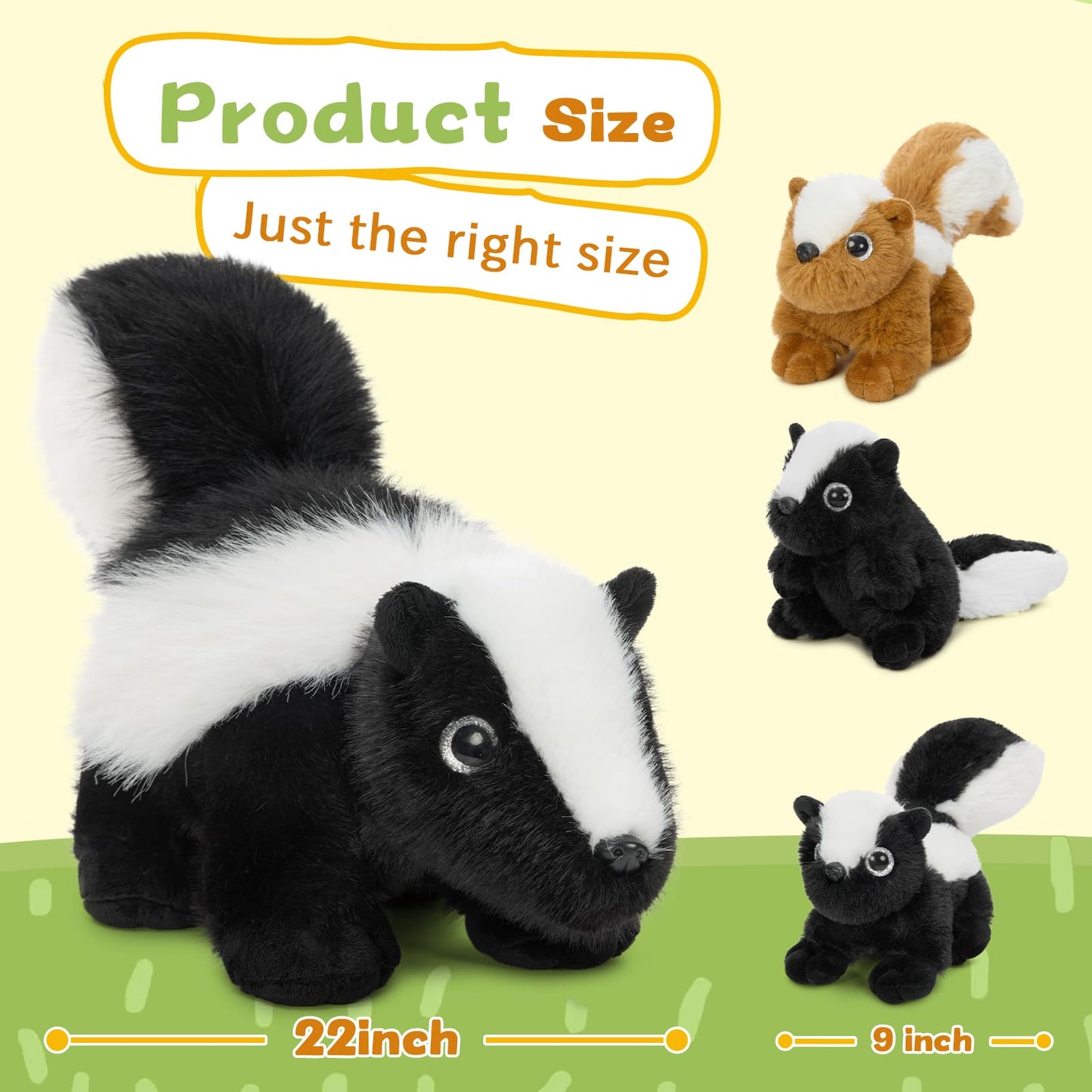 Skunk Stuffed Animals with Babies Inside the Belly - One Big Skunk with Three Mini Skunk Baby Plush Toys - MorisMos Stuffed Animals