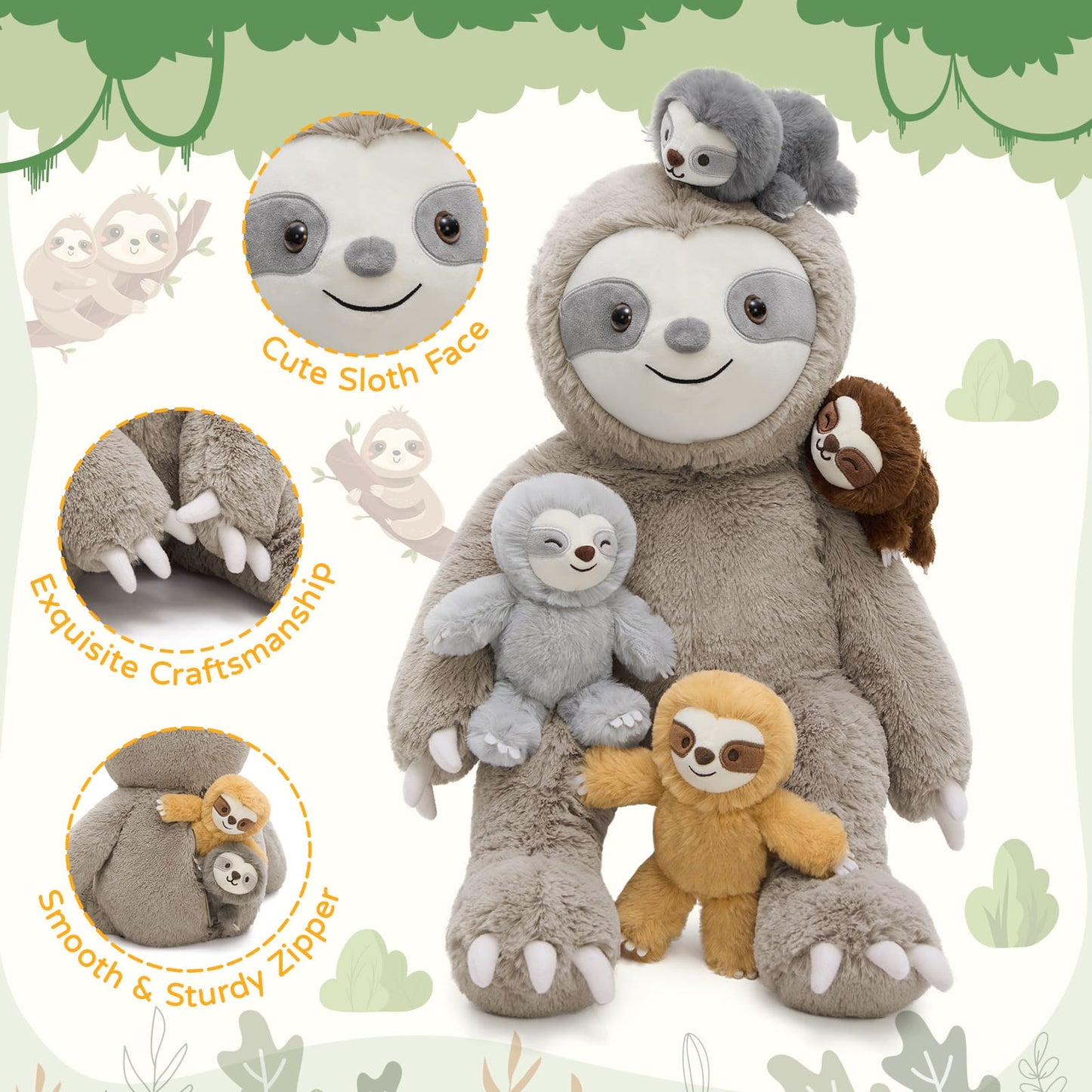Realistic Stuffed Animals with Babies Inside - MorisMos Stuffed Animal Set - Kawaii Plush Toys for All Ages