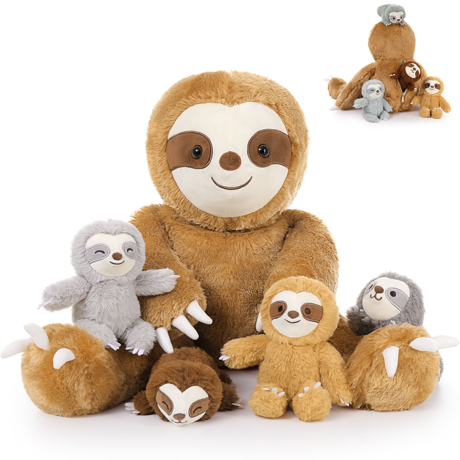 Sloth Stuffed Animal Toys, Dark Brown, 24 Inches