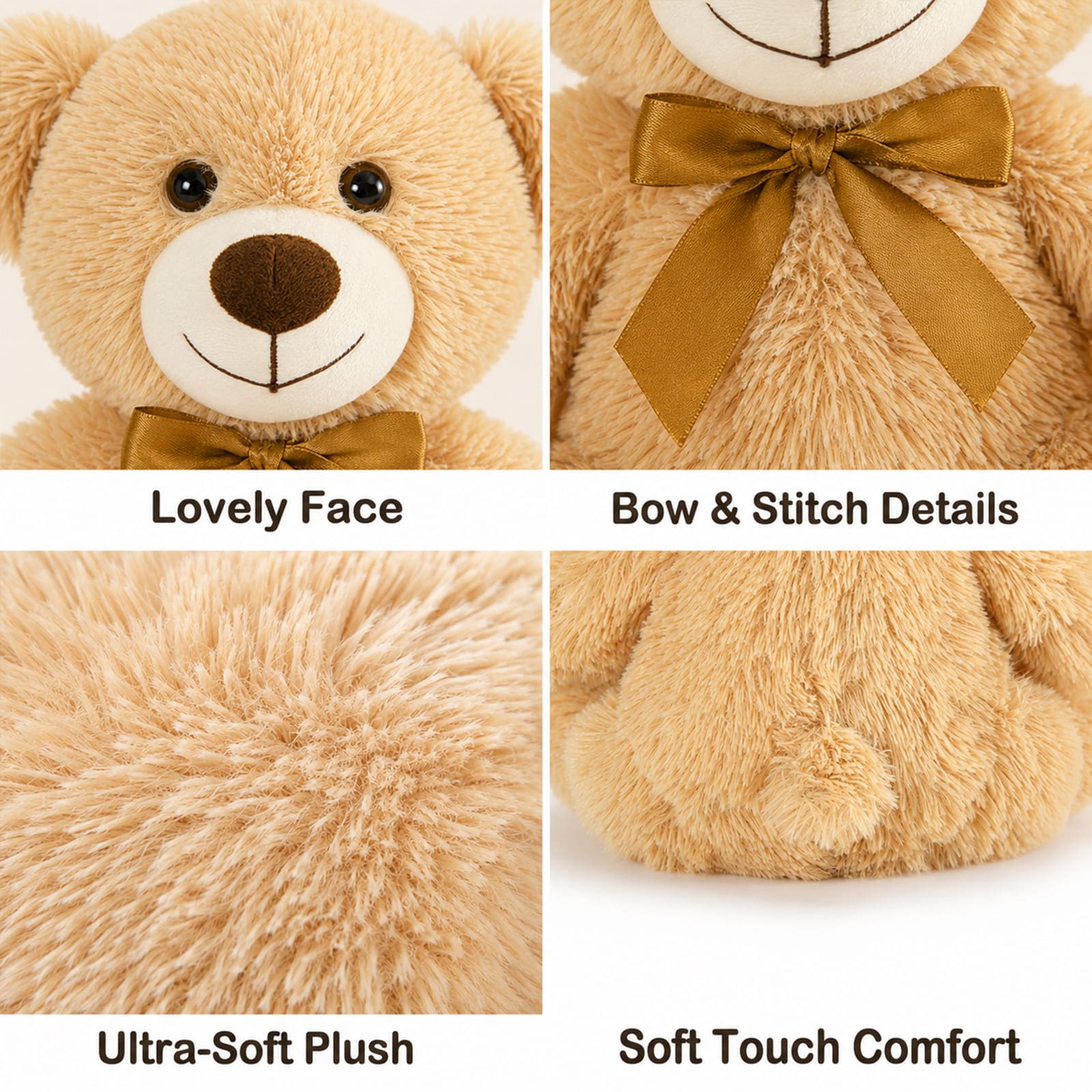 Paquet de 3 ours en peluche, marron clair, 13,8 pouces