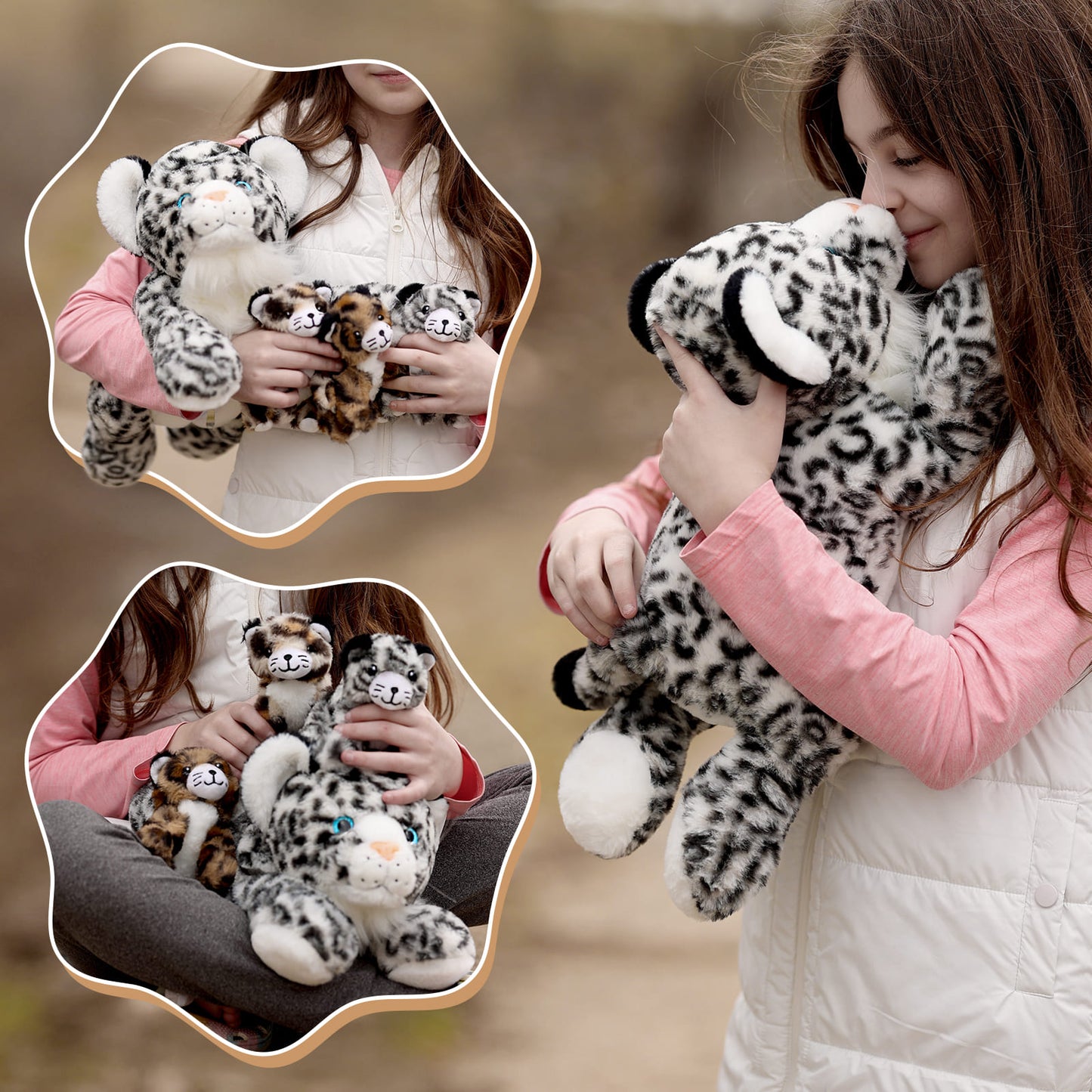 Jungle Leopard Stuffed Animals - Cheetah Plush Toys - 4 Pcs Leopard Stuffed Animals - Realistic Cheetah Plush Dolls - Jungle/Safari/Forest Cute Cartoon Plush Pillows for Kids - Christmas/Birthday Gift for Kids