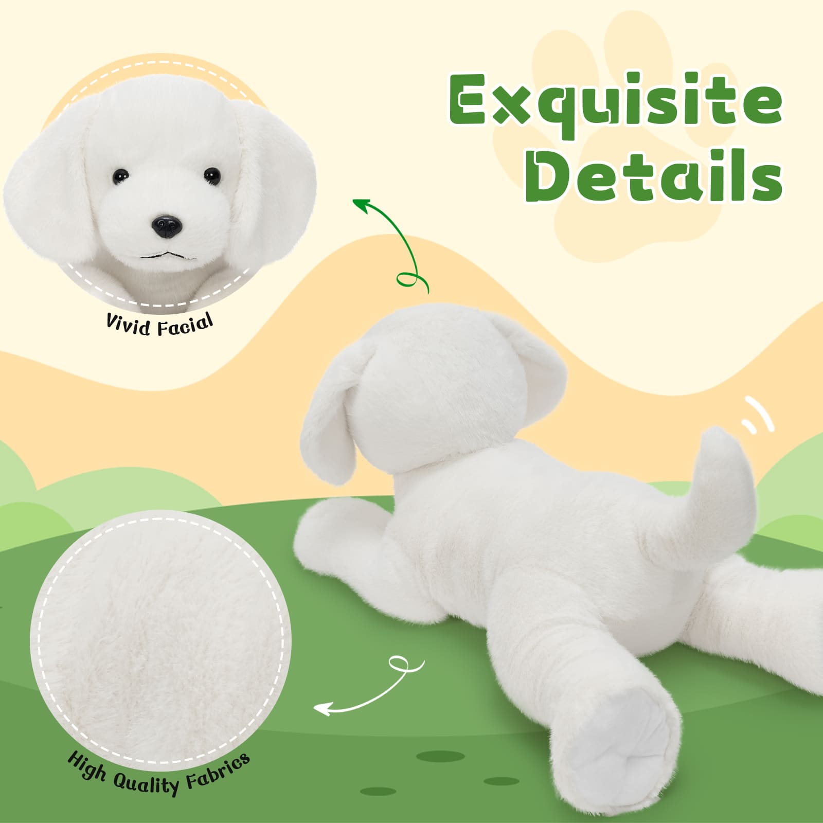 Labrador Plush Toy Dog Stuffed Animals, Black/White, 31.5 Inches