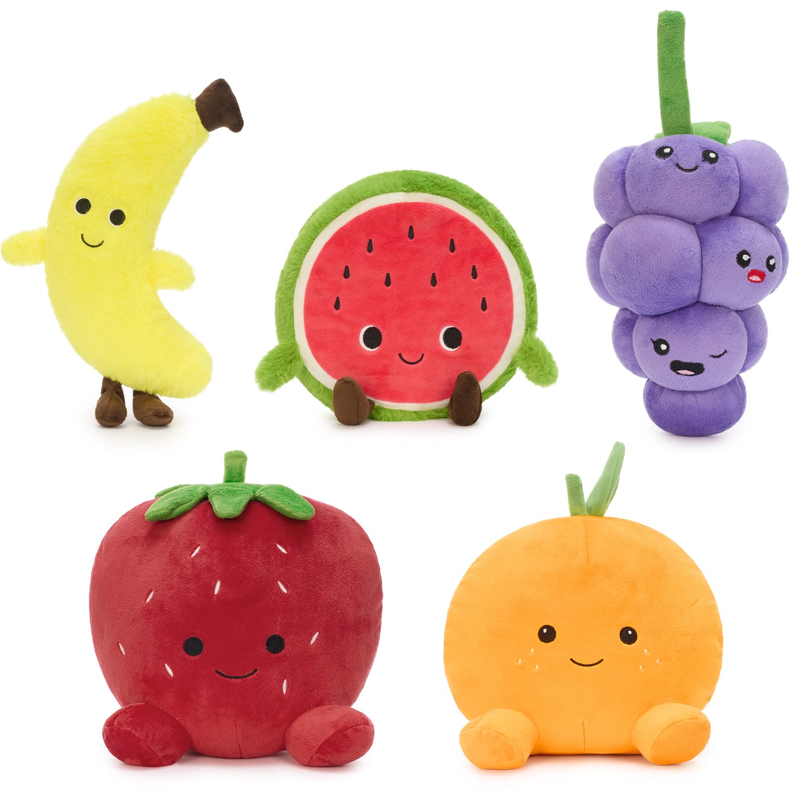 Cute Fruit Plush Toys Set Fruit Stuffed Pillows for Kids, Toddlers & Gifts
