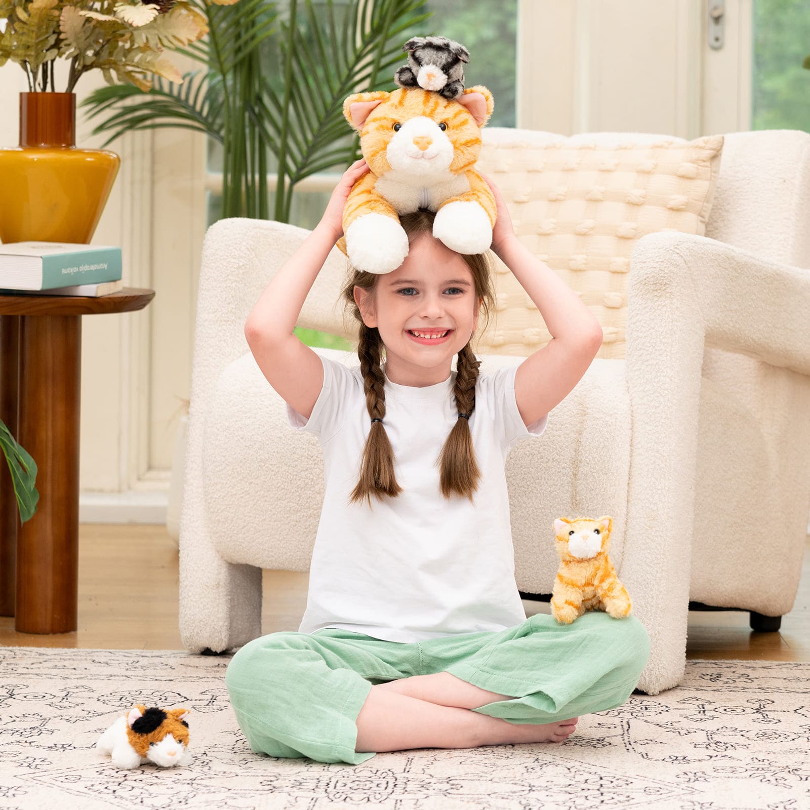 Cat Stuffed Animal Kitten Plush Toys, Orange/Grey/Tie-Dye, 16 Inches