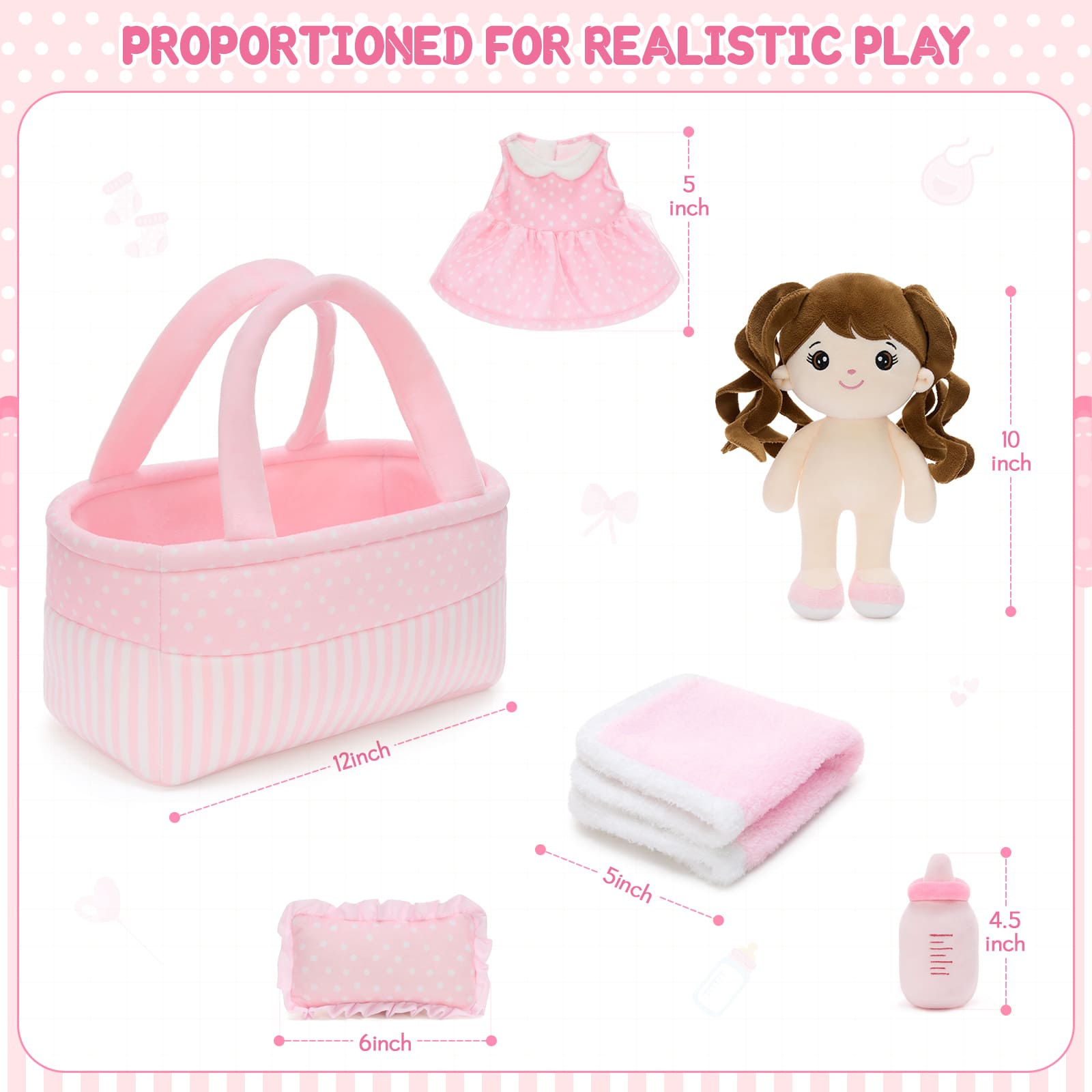 Soft Rag Doll Plush Toy with Accessories – Baby Doll Gift Set