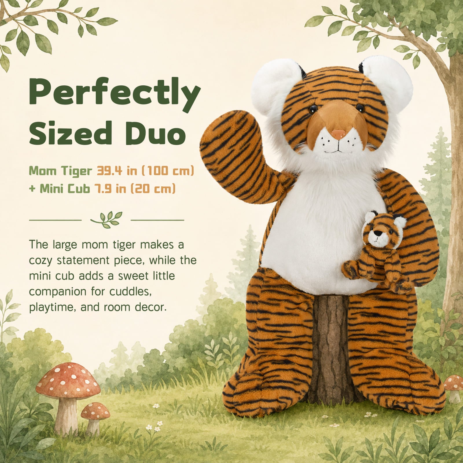 Momma & Baby Tiger Plush Set Stuffed Tiger Teddy Bear with Cub, 39 Inches