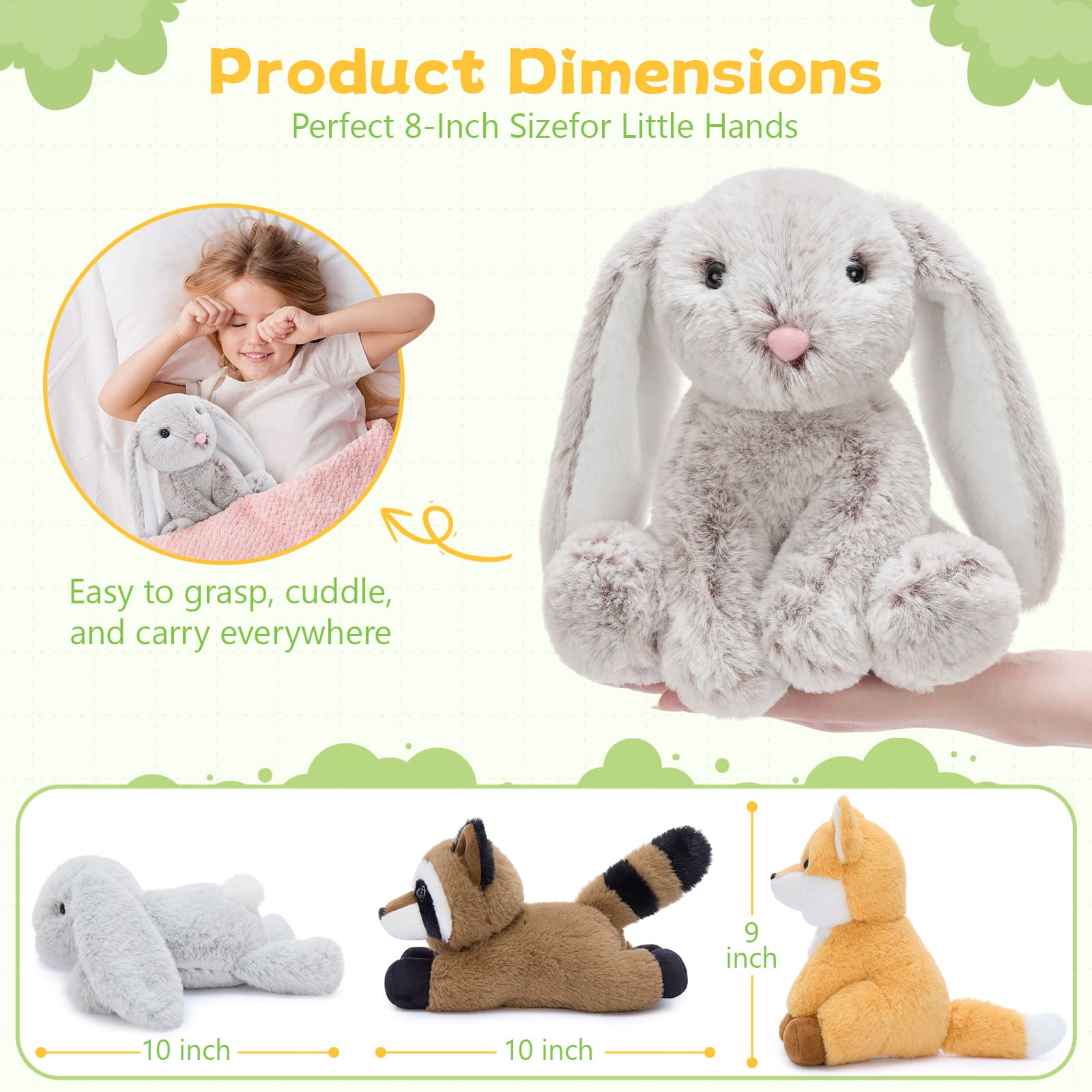 6 PCS Woodland Stuffed Animals Plush Set Cute Nursery Decor & Gift Set