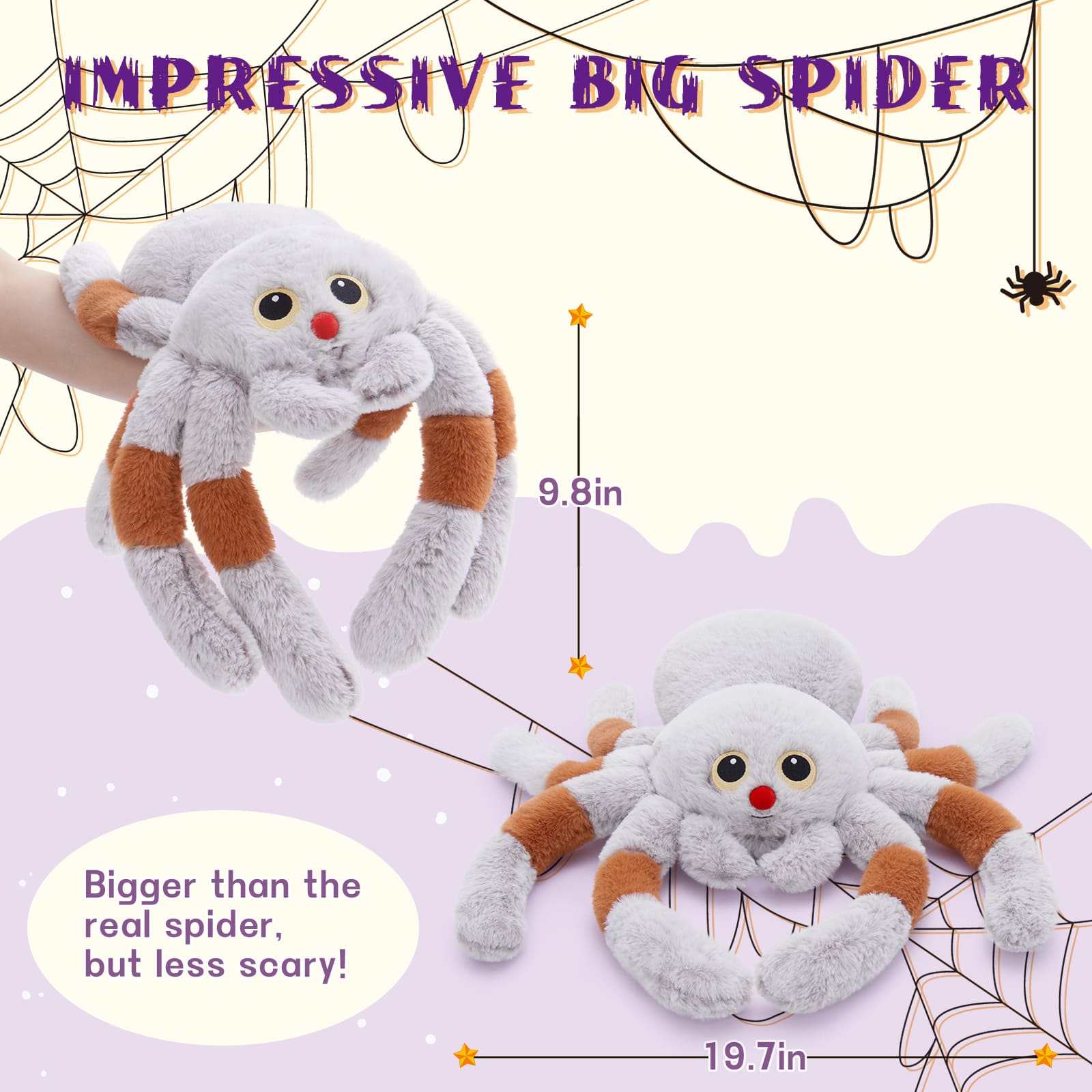 Big Spider Plush Toy Halloween Stuffed Animals, Grey, 20 Inches Stuffed Animals Store Big Spider Plush Toy Halloween Stuffed Animals, Grey, 20 Inches Stuffed Animals Store