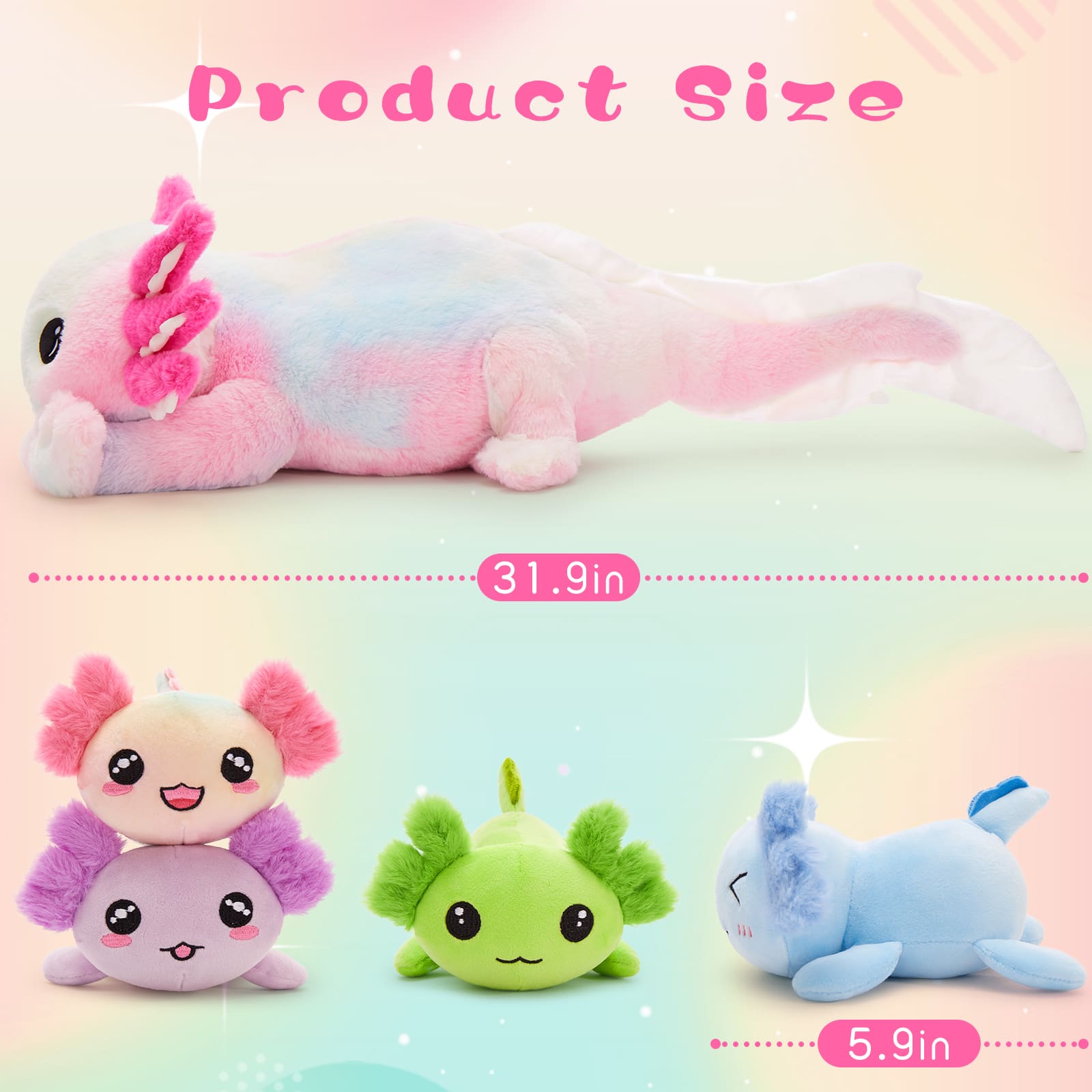 Axolotl Stuffed Animals Salamander Plush Toys, 31 Inches