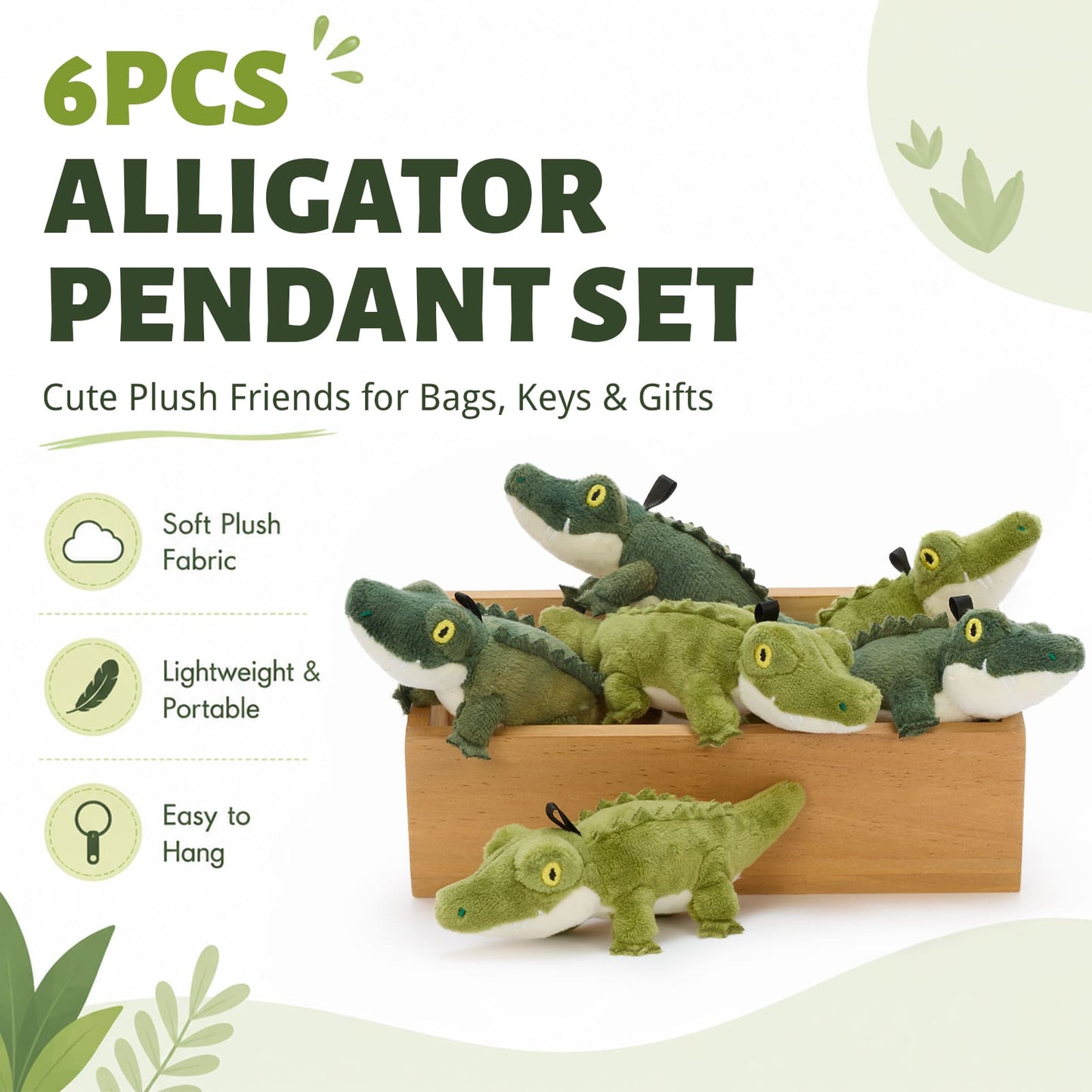 Soft crocodile animal keychain plushie charm for backpack purse decoration