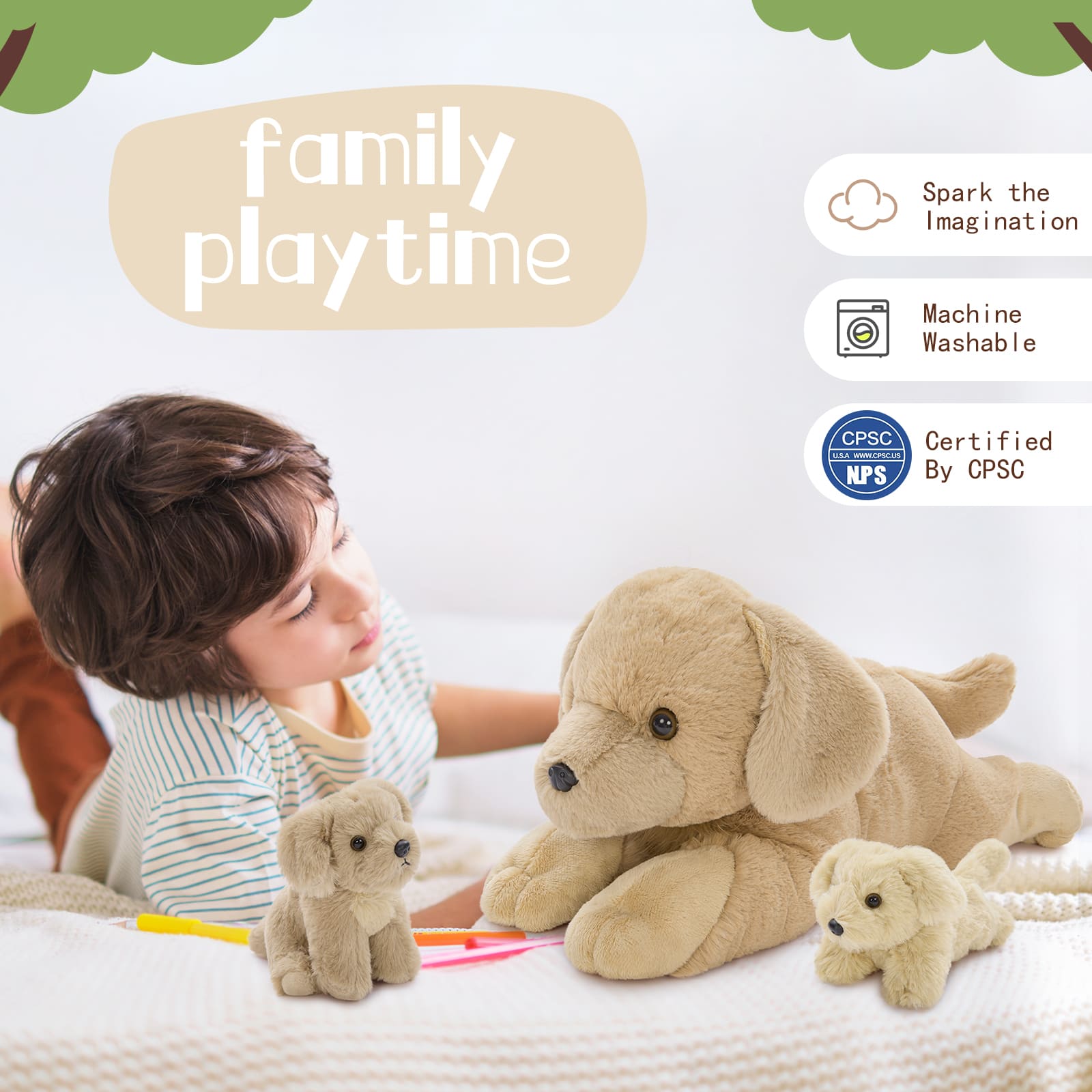 Golden Retriever Stuffed Animals, Light Brown, 18 Inches