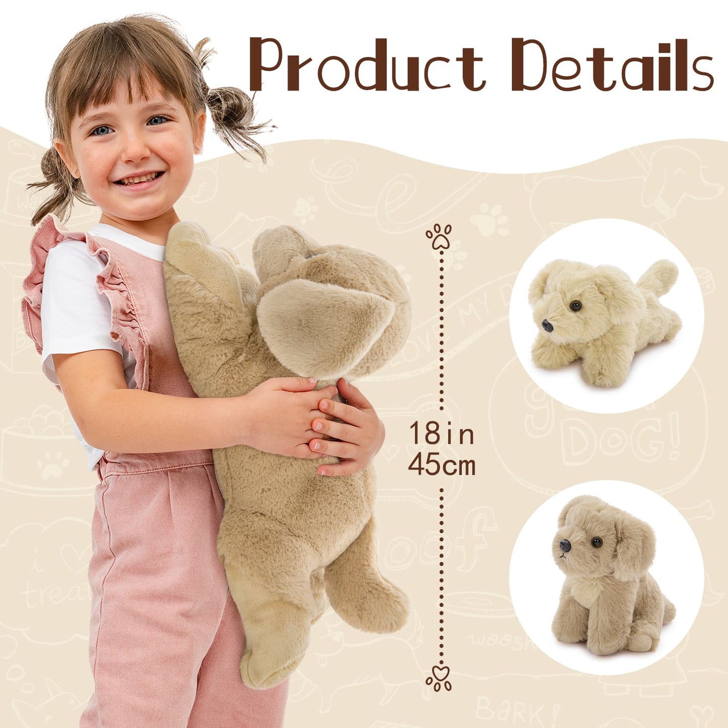 Golden Retriever Stuffed Animals, Light Brown, 18 Inches