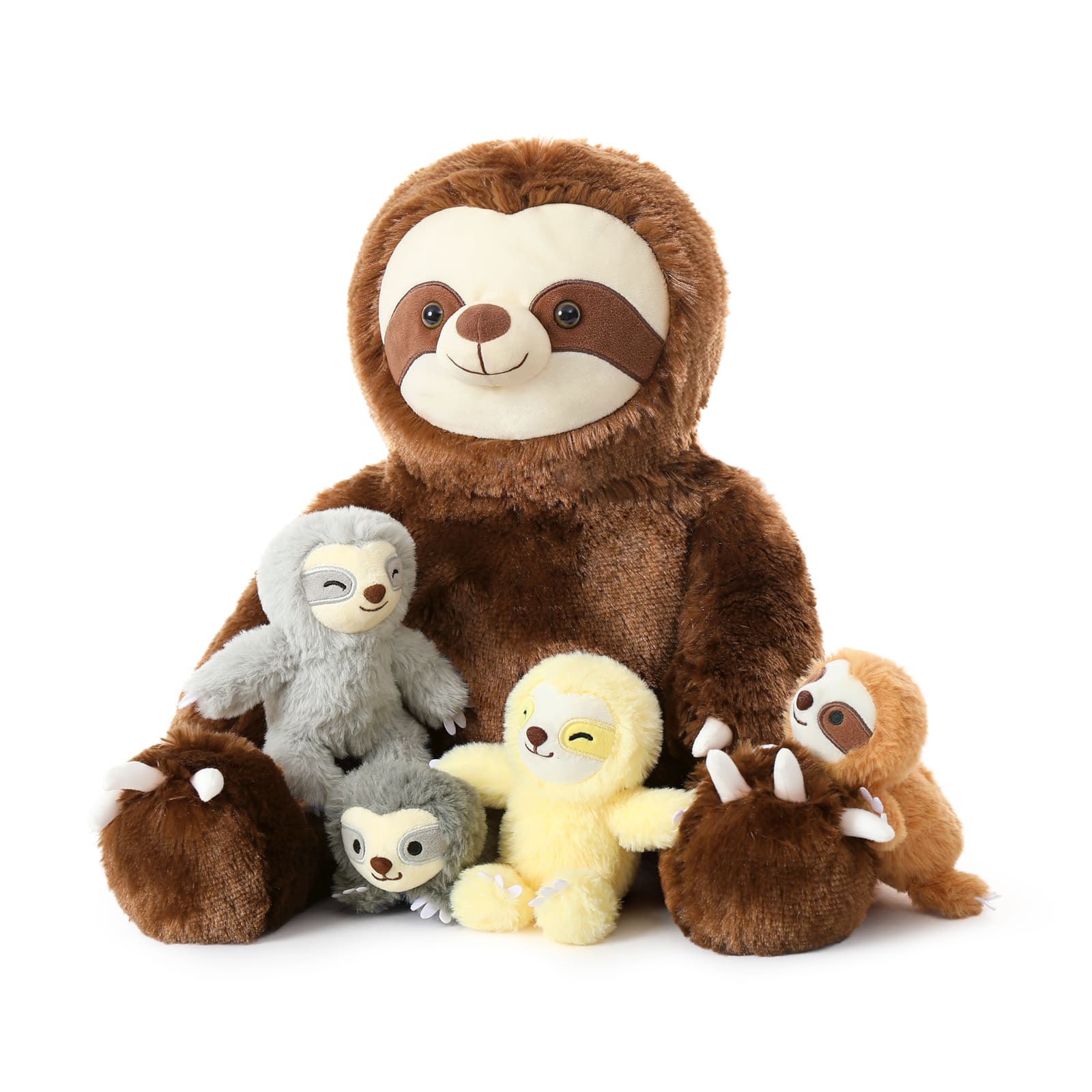 Stuffed Sloth with Four Baby Sloth Plushies Inside, Dark Brown, 24 Inches