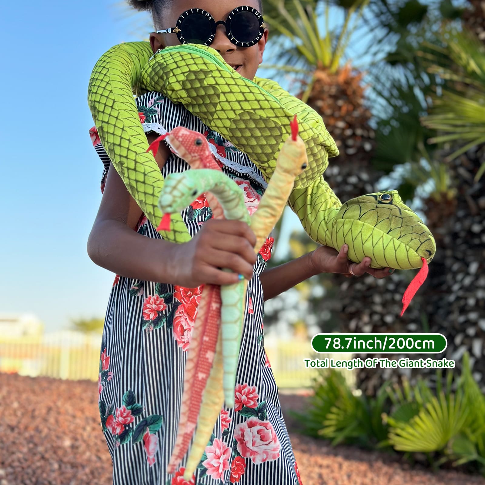 Snake Stuffed Animal Toy Set, Green/Yellow/Red/Pink/Brown, 79/118 Inches