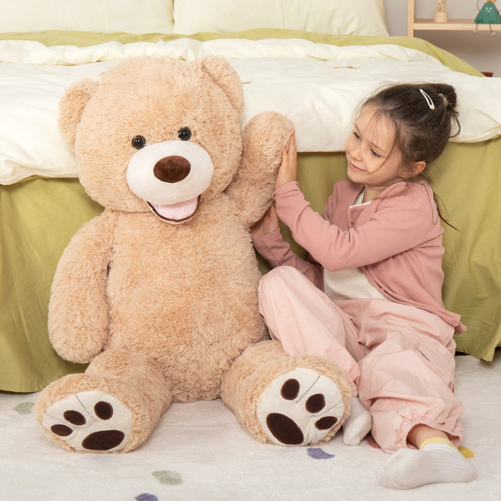 Giant Teddy Bear Plush Toys - Brown Teddy Bear Plush Dolls - Smiling Teddy Bear Stuffed Animals - Valentine's Day Teddy Bear Plushies - Teddy Bear Theme Baby Shower - We Can Bearly Wait Baby Shower Decor