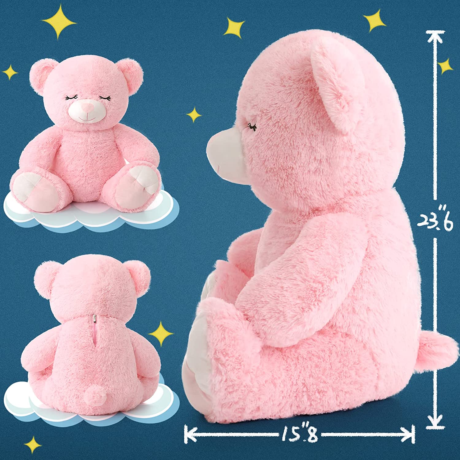 Teddybär-Stofftier, rosa/braun, 23,6 Zoll