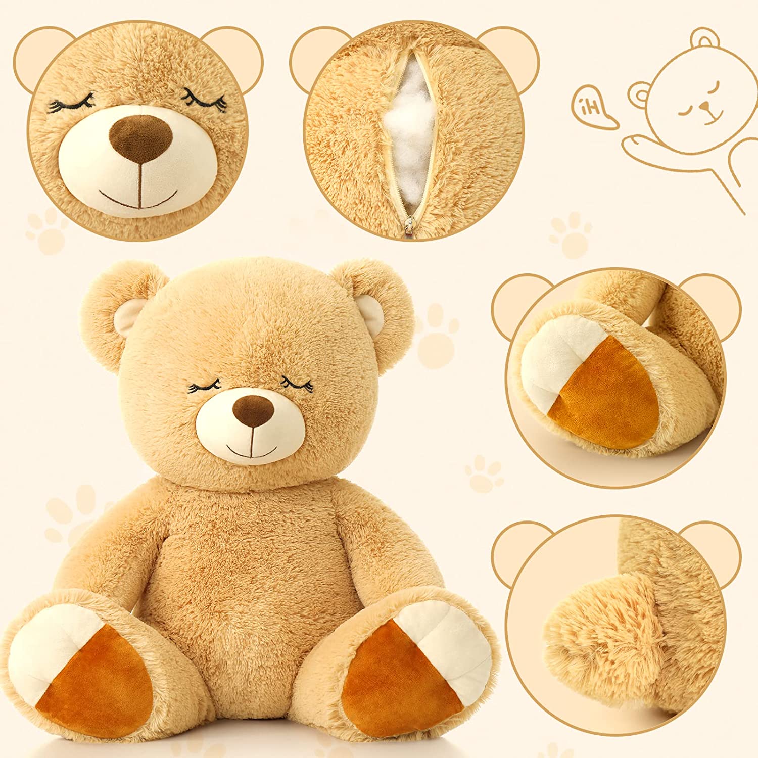 Teddybär-Stofftier, rosa/braun, 23,6 Zoll