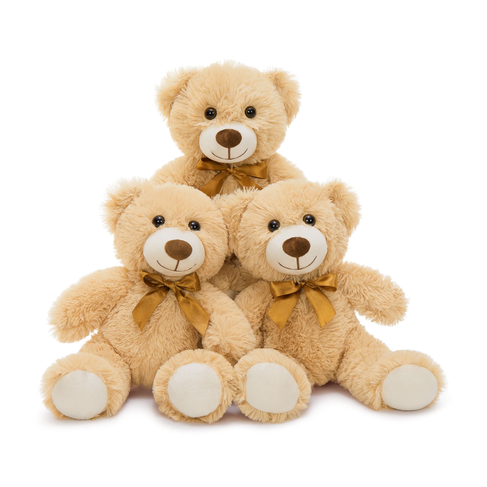 Paquet de 3 ours en peluche, marron clair, 13,8 pouces