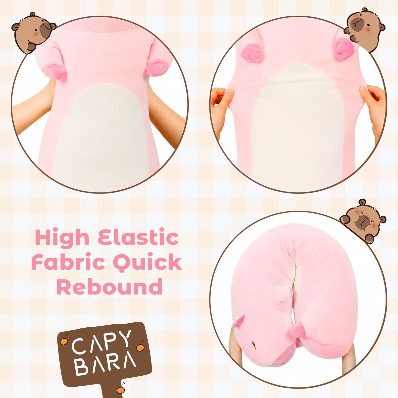 Capybara Long Throw Pillow Capybara Stuffed Animals, Brown, 39 Inches