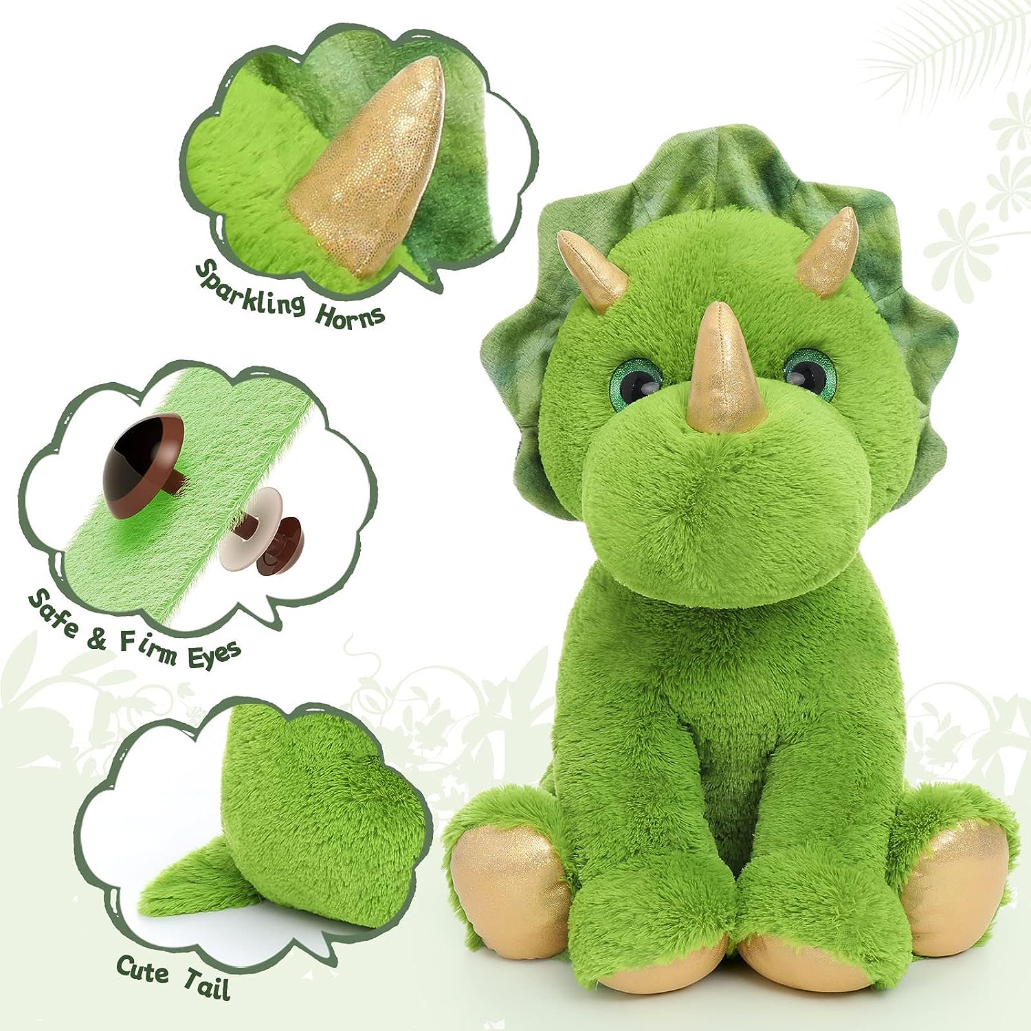 Triceratops-Plüschspielzeug-Set, grün, 25 Zoll