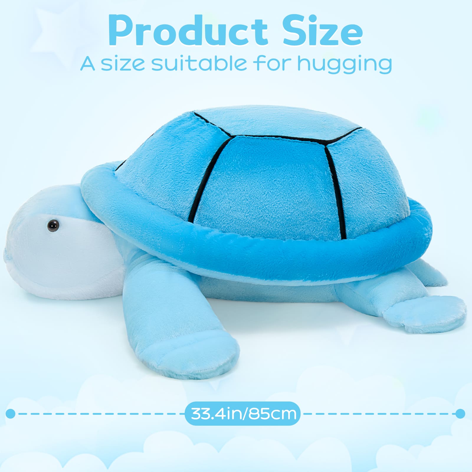 Turtle Plush Toys Ocean Stuffed Animals, Pink/Blue, 33.4 Inches