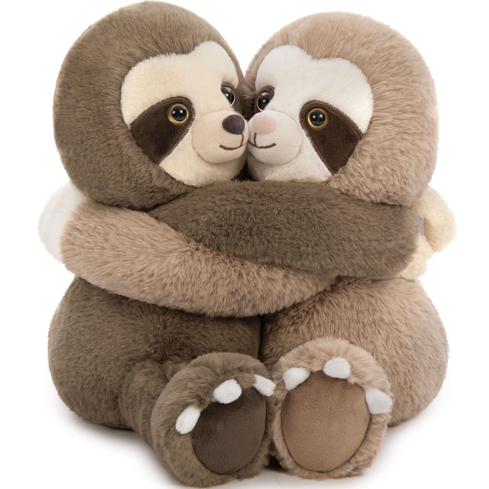 Two Hugging Stuffed Animals with Paw Hook and Loop, 12.2 Inches