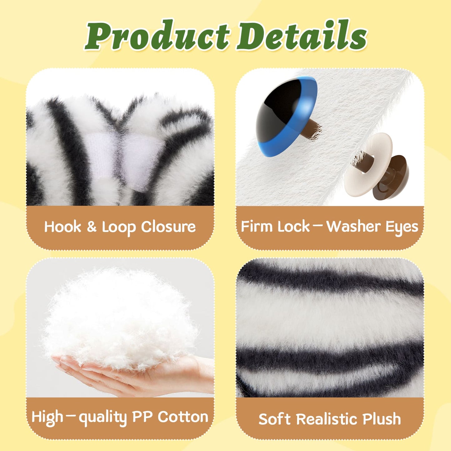 Two Hugging Stuffed Animals with Paw Hook and Loop, 12.2 Inches