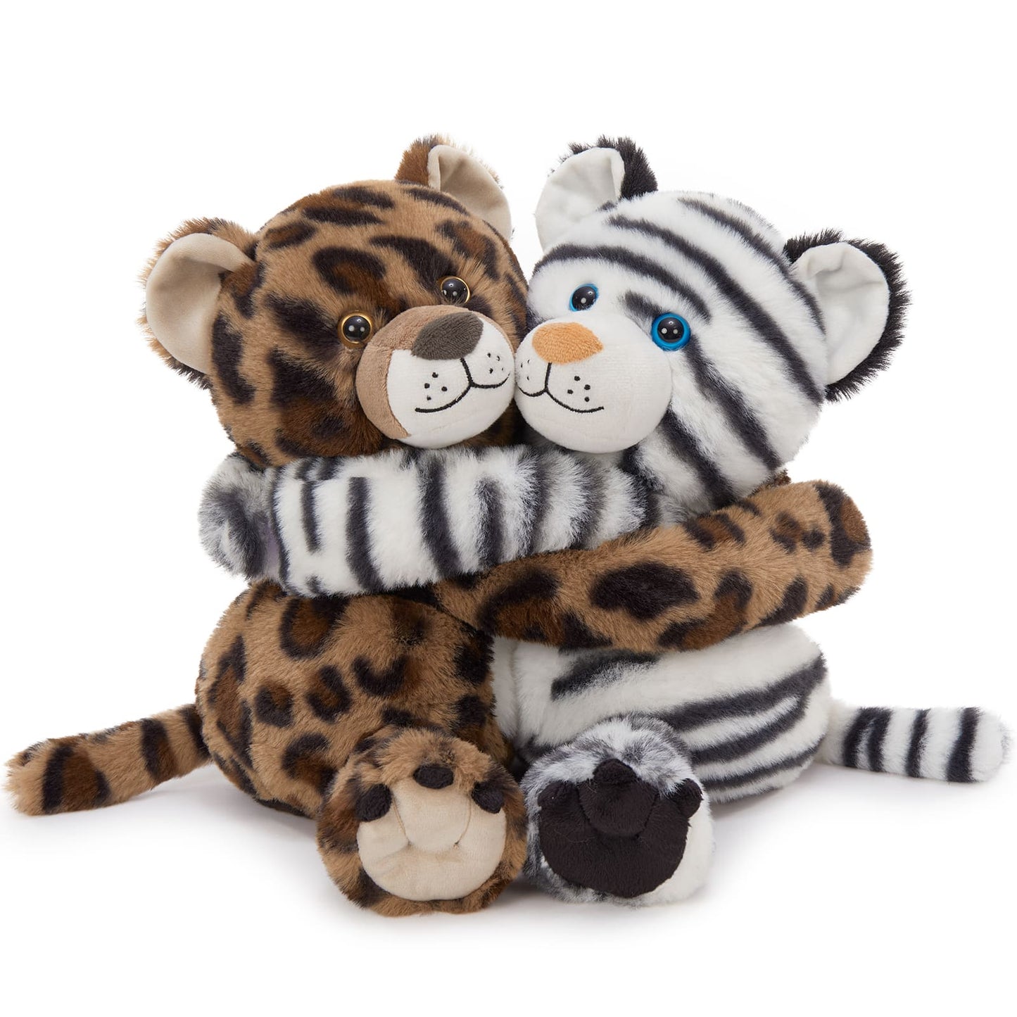 Two Hugging Stuffed Animals with Paw Hook and Loop, 12.2 Inches