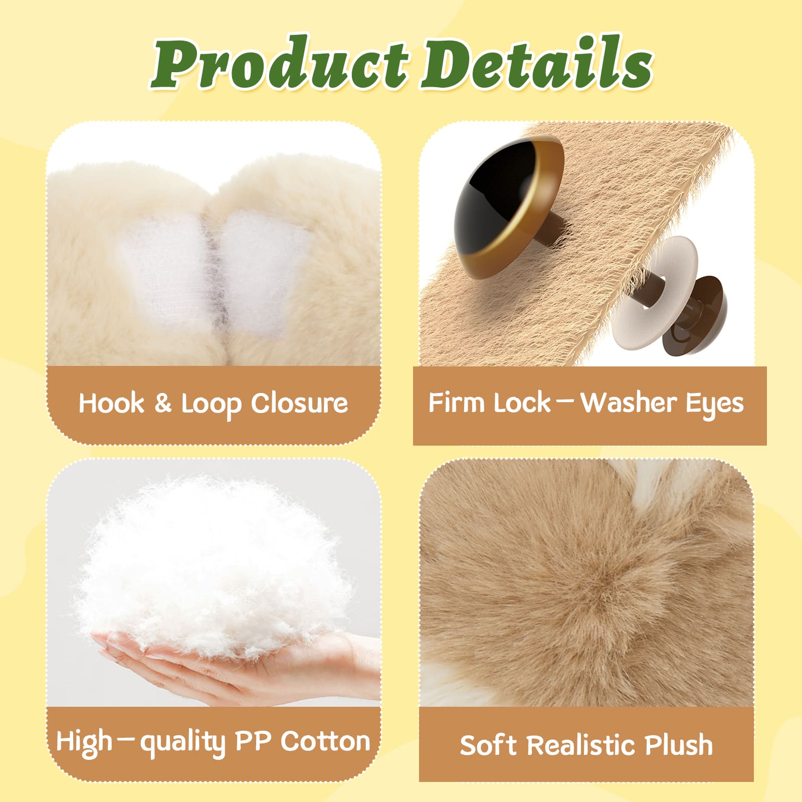 Two Hugging Stuffed Animals with Paw Hook and Loop, 12.2 Inches