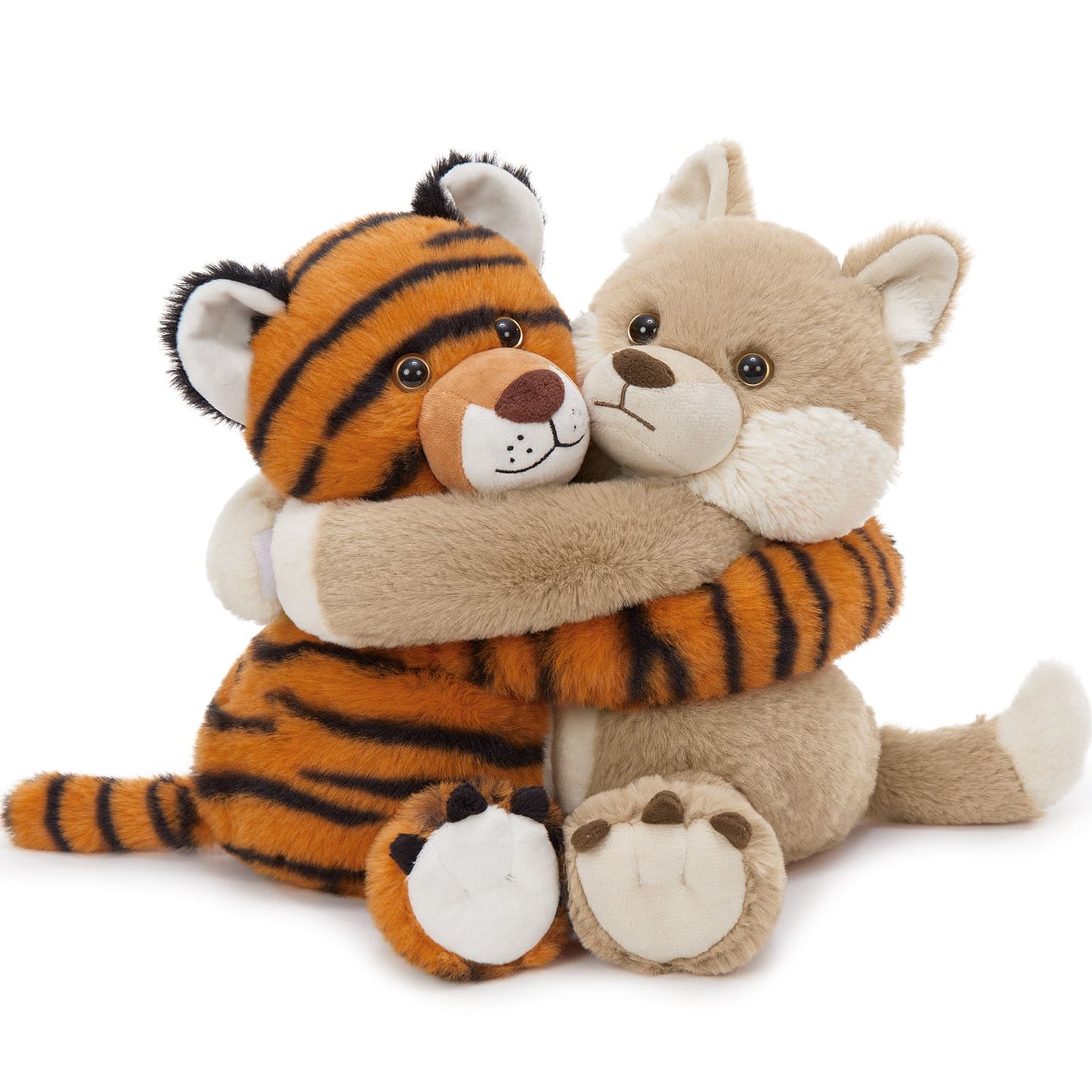 Two Hugging Stuffed Animals with Paw Hook and Loop, 12.2 Inches