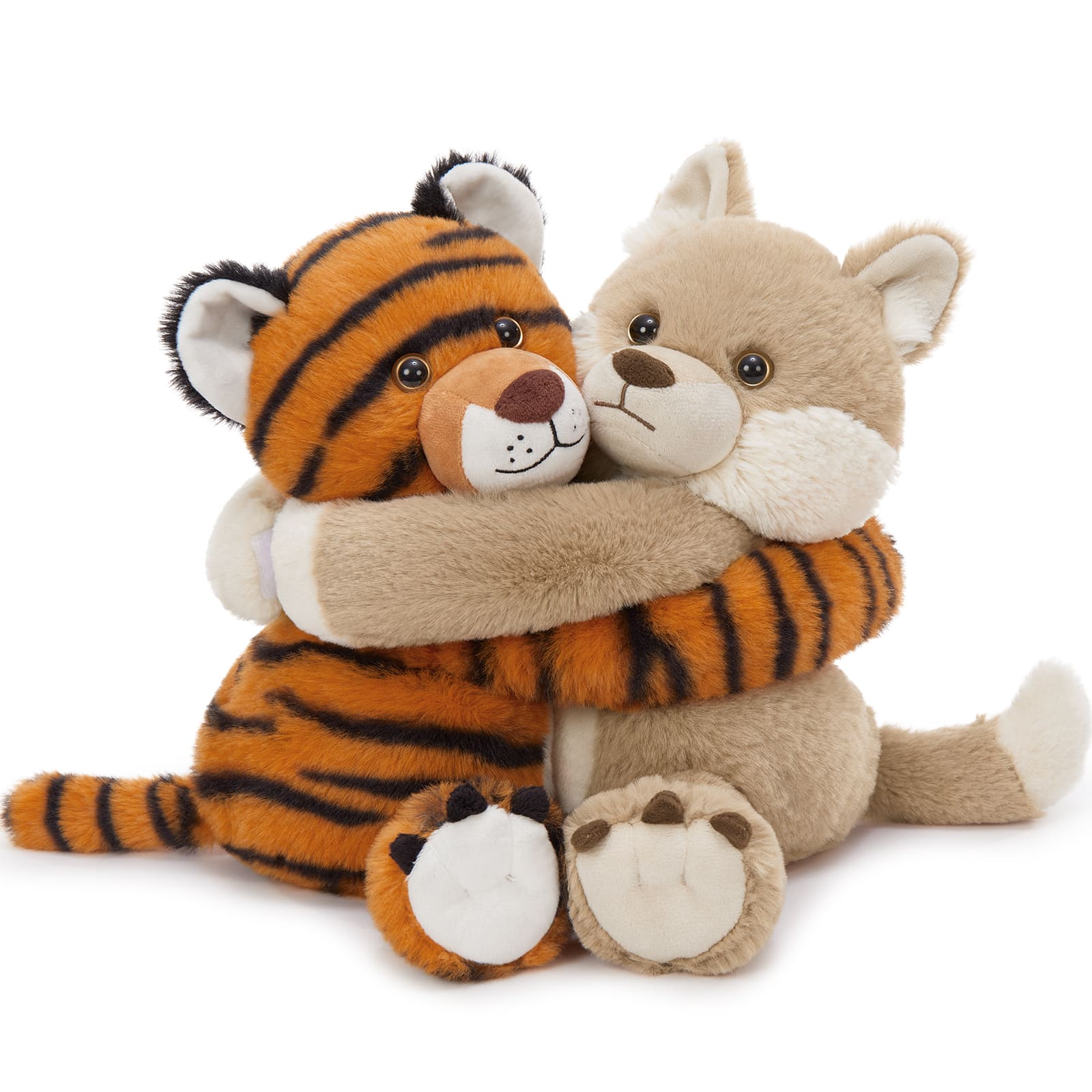 Two Hugging Stuffed Animals with Paw Hook and Loop, 12.2 Inches