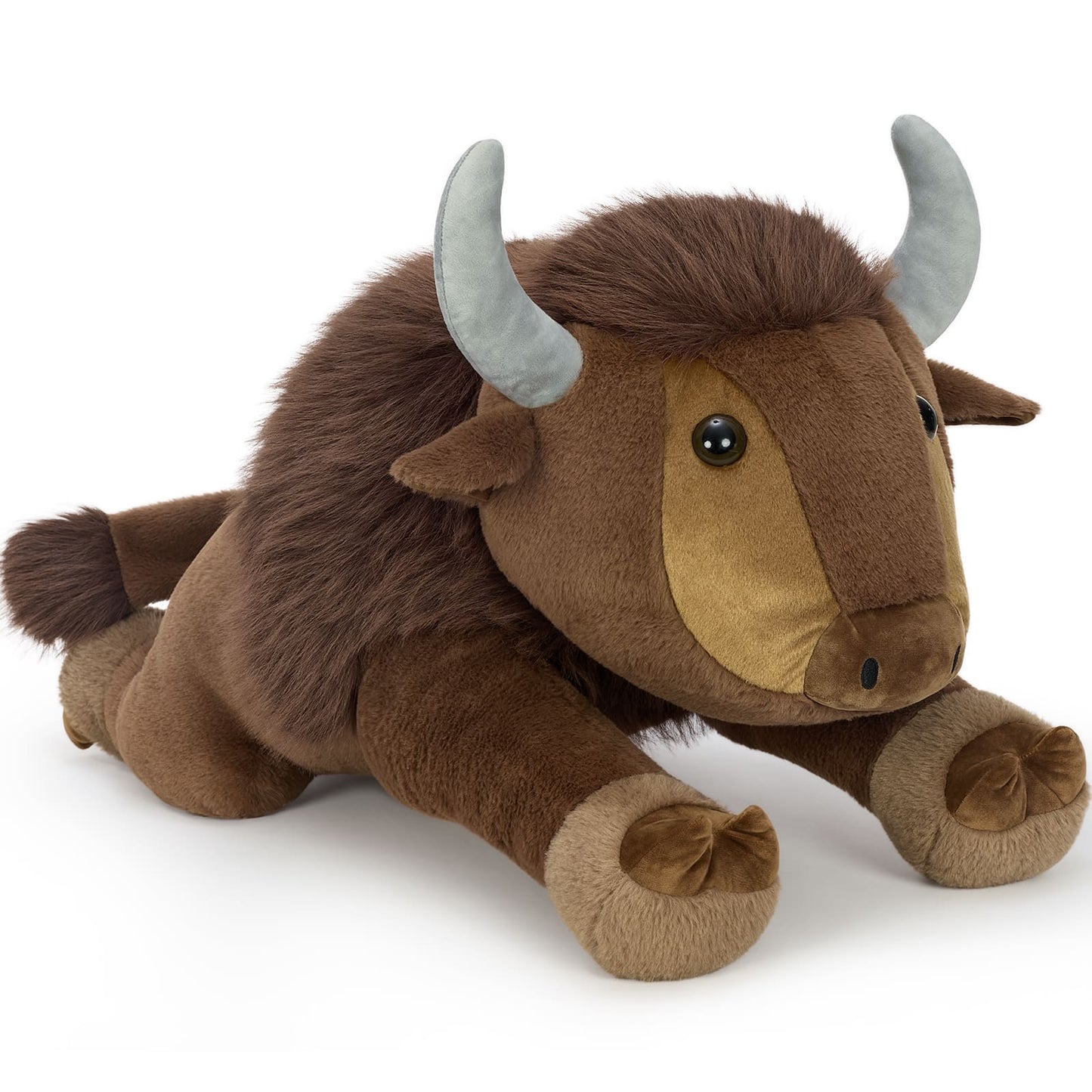 Ultra soft bison plush toy with realistic buffalo design, brown cuddly stuffed animal for kids toddlers nursery decor and baby gift