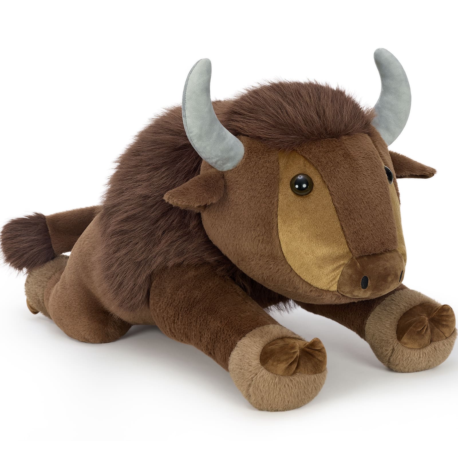 Soft Bison Plush Toy Buffalo Stuffed Animal, Brown, 31.5 Inches