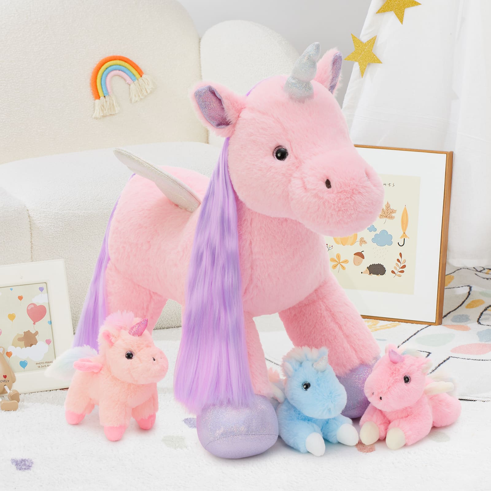 Unicorn Stuffed Animals with Babies Inside, Pink, 18 Inches