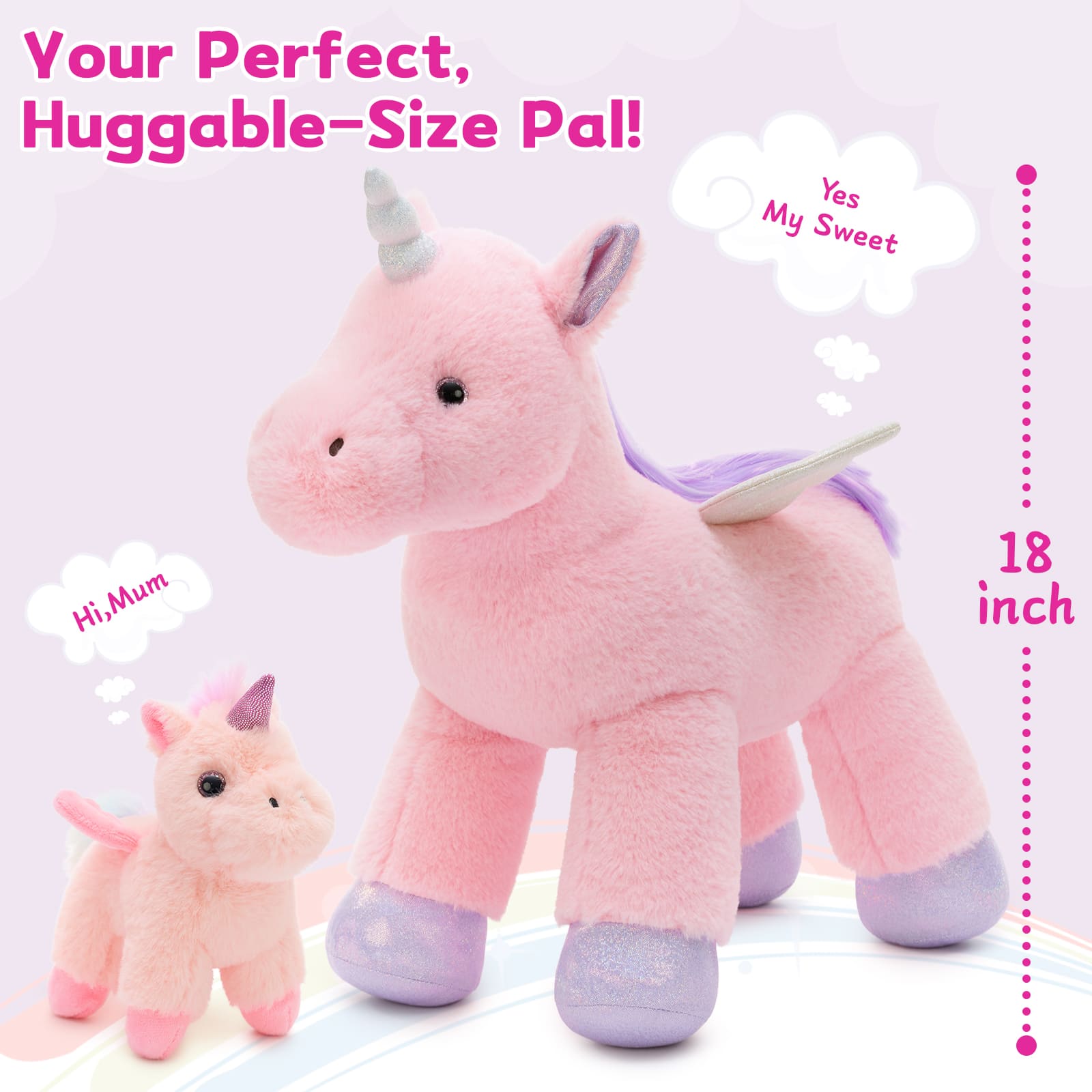 Unicorn Stuffed Animals with Babies Inside, Pink, 18 Inches