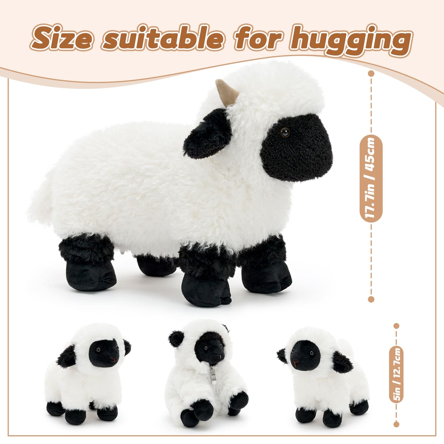 Valais Blacknose Sheep Stuffed Animals with Babies Inside