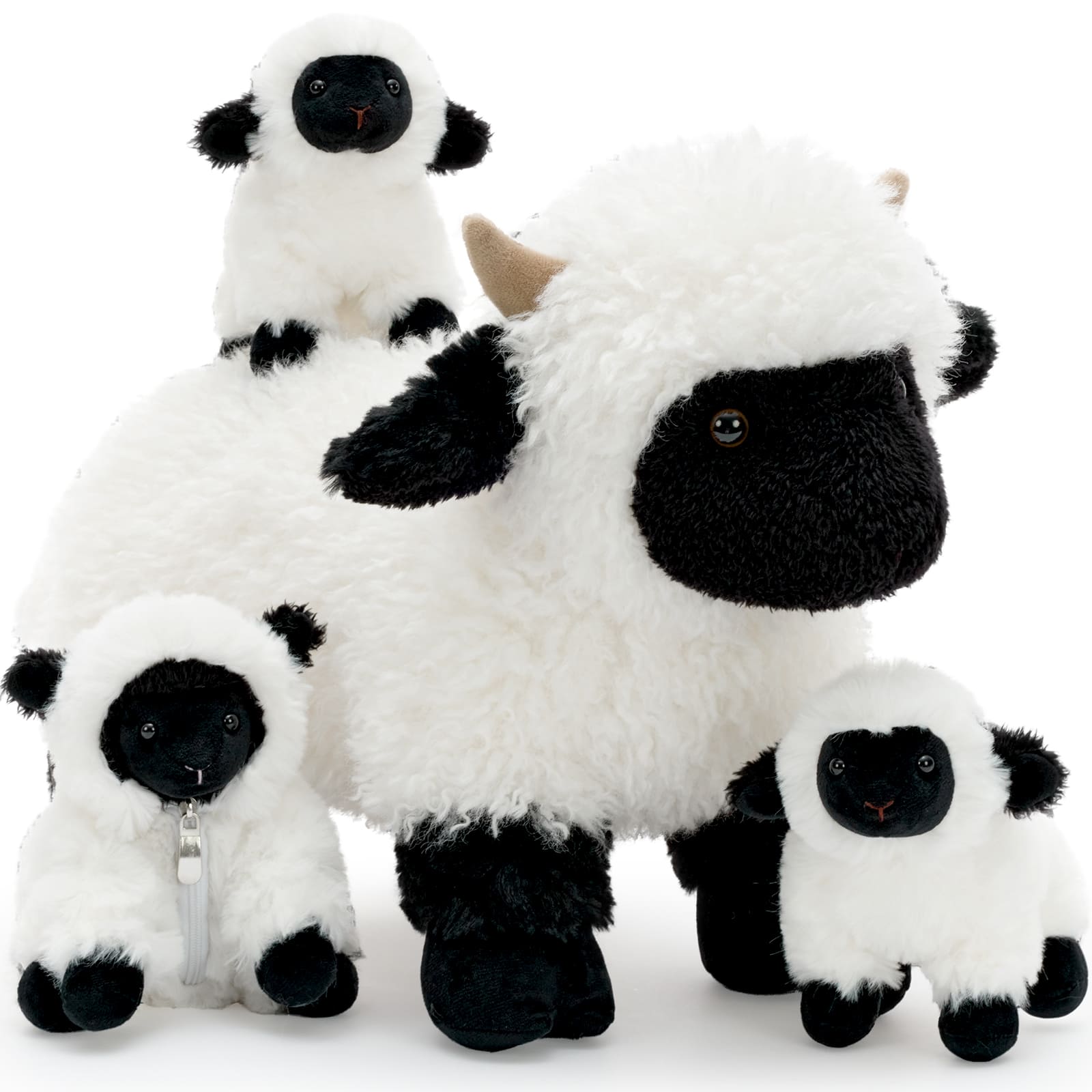 Valais Blacknose Sheep Stuffed Animals with Babies Inside, 17.7 Inches