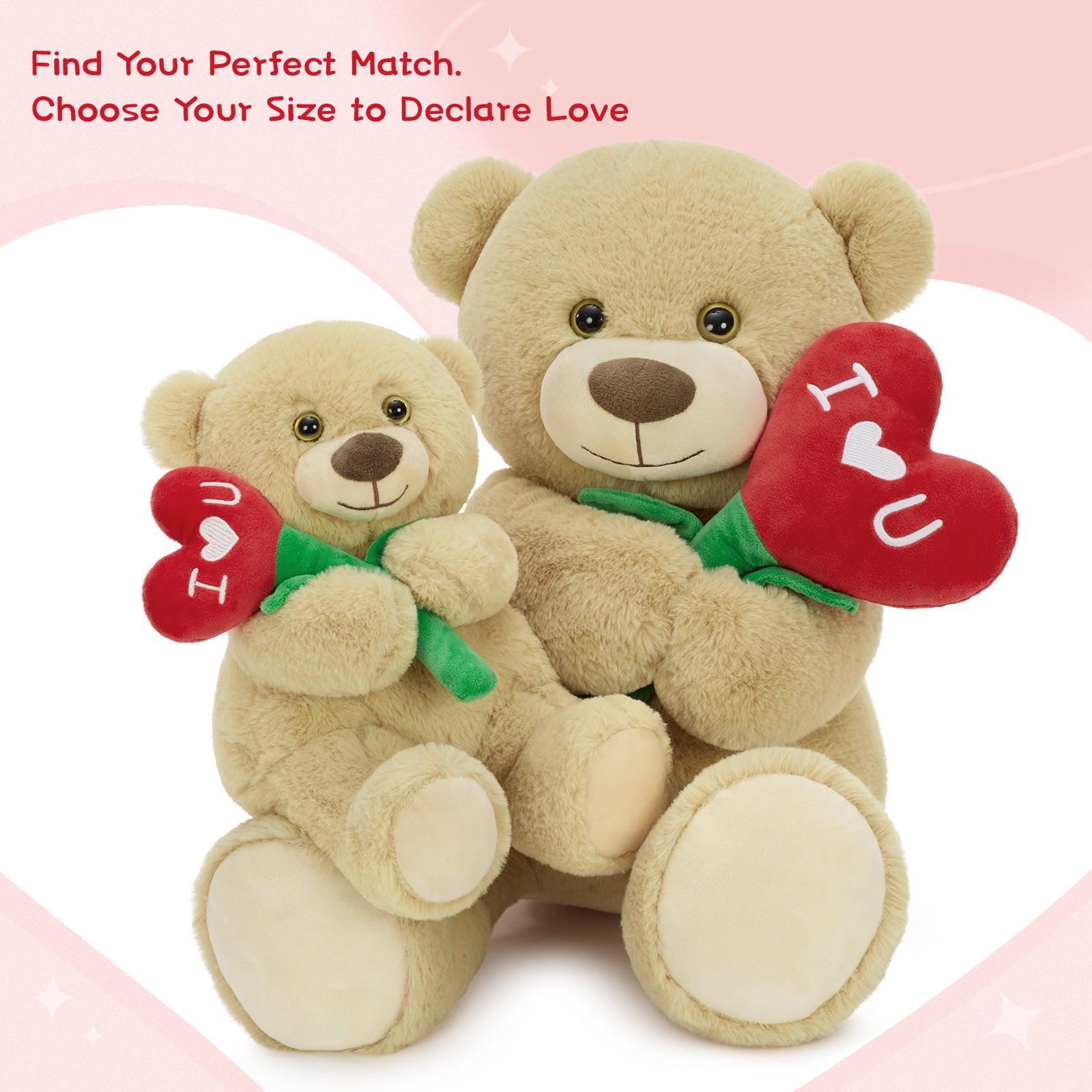 ' I Love U ' Teddy Bear Valentine's Day Gift, Brown, 9/15 Inches