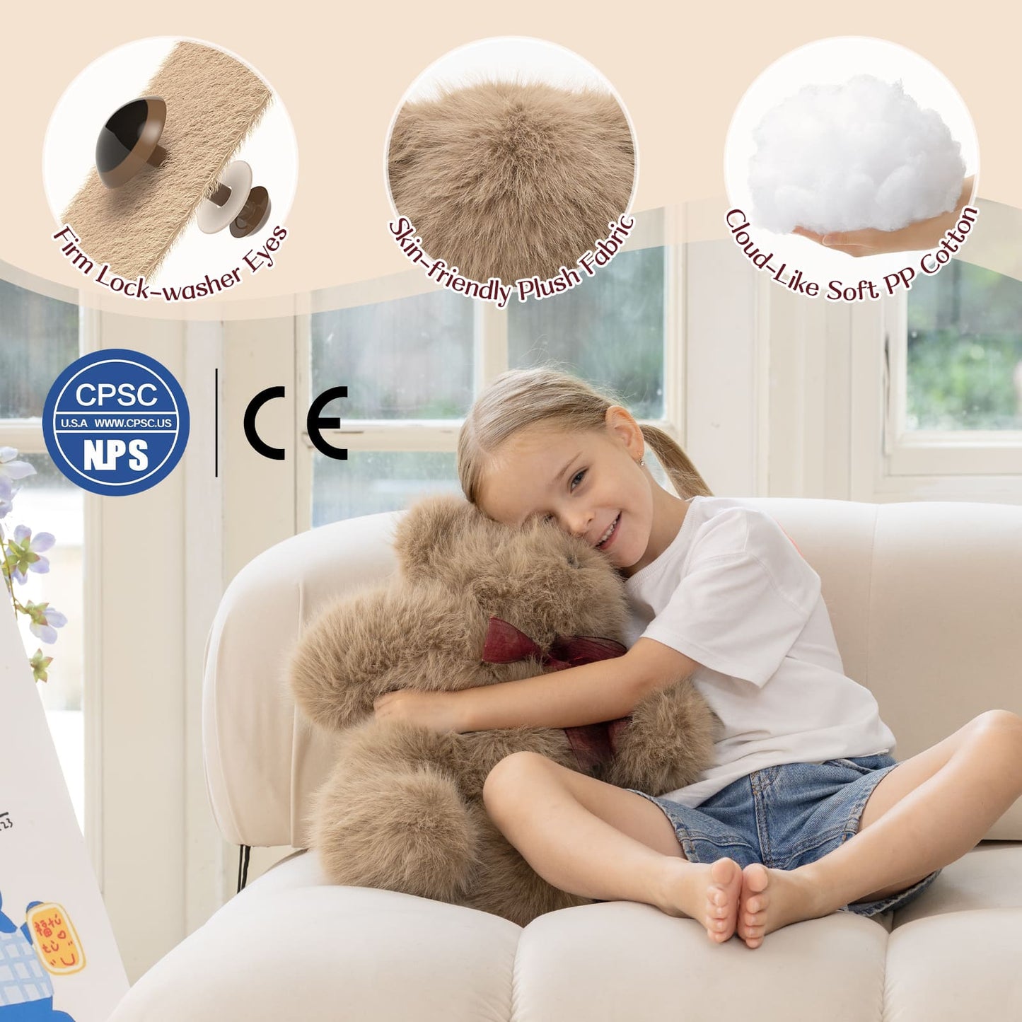Vintage Teddy Bear Plush Toy, Dark Brown, 16.5 Inches - Birthday Gift for Girls Boys - MorisMos Stuffed Animals
