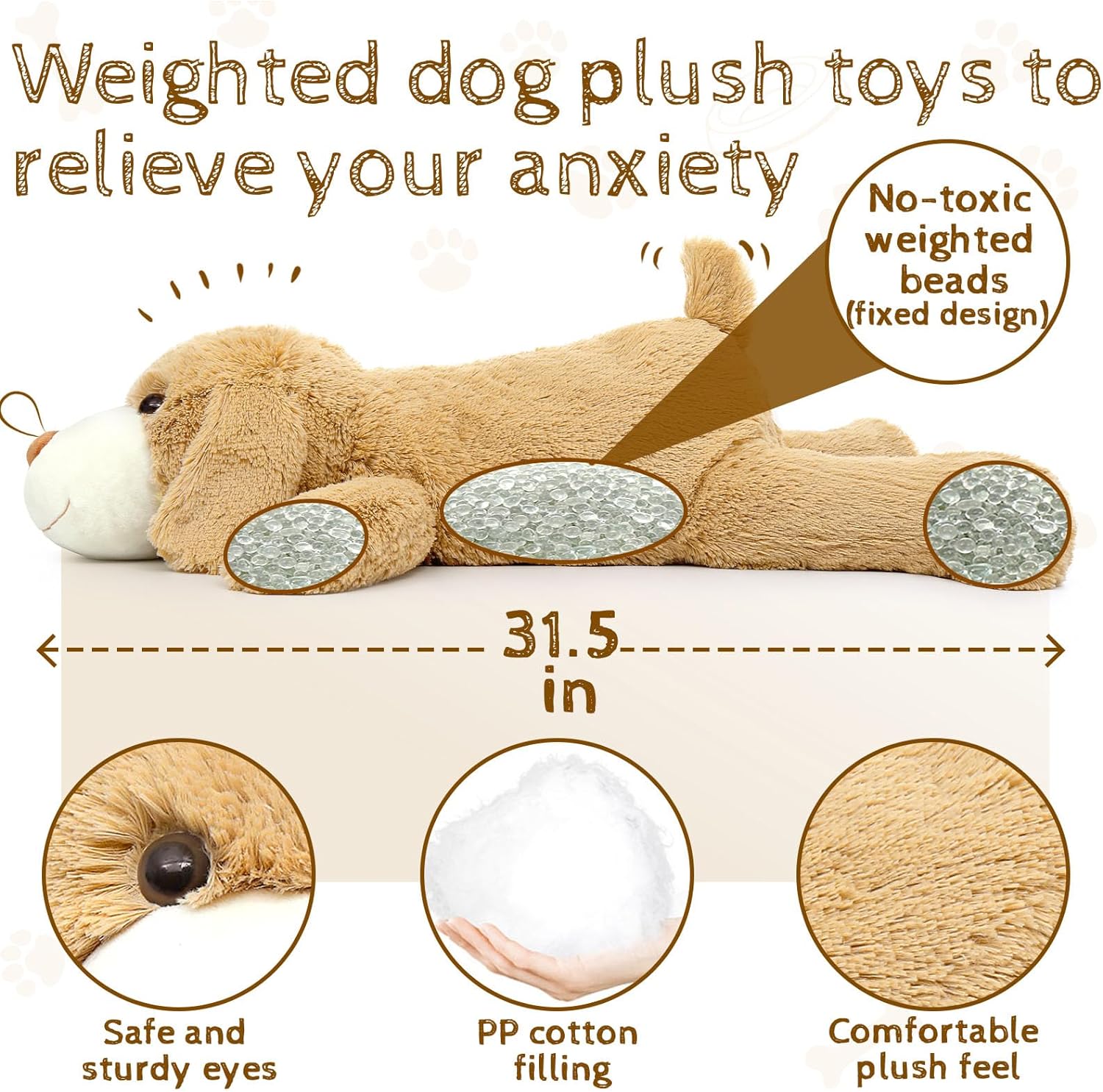 Dog Stuffed Animals Weighted Plush Pillows, 5.5 lbs, 31 Inches