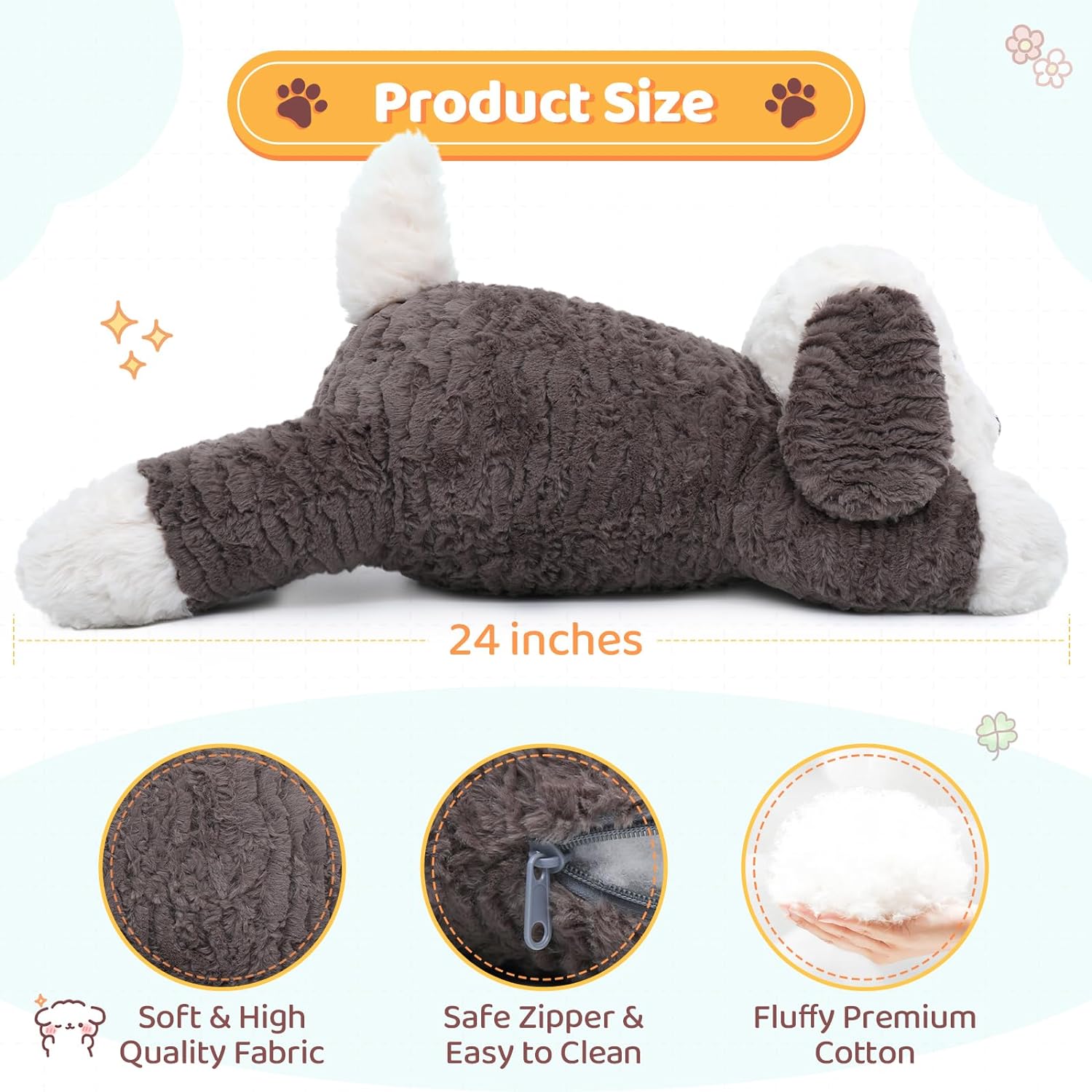 Weighted Dog Throw Pillow, 4 Lbs, 24 Inches