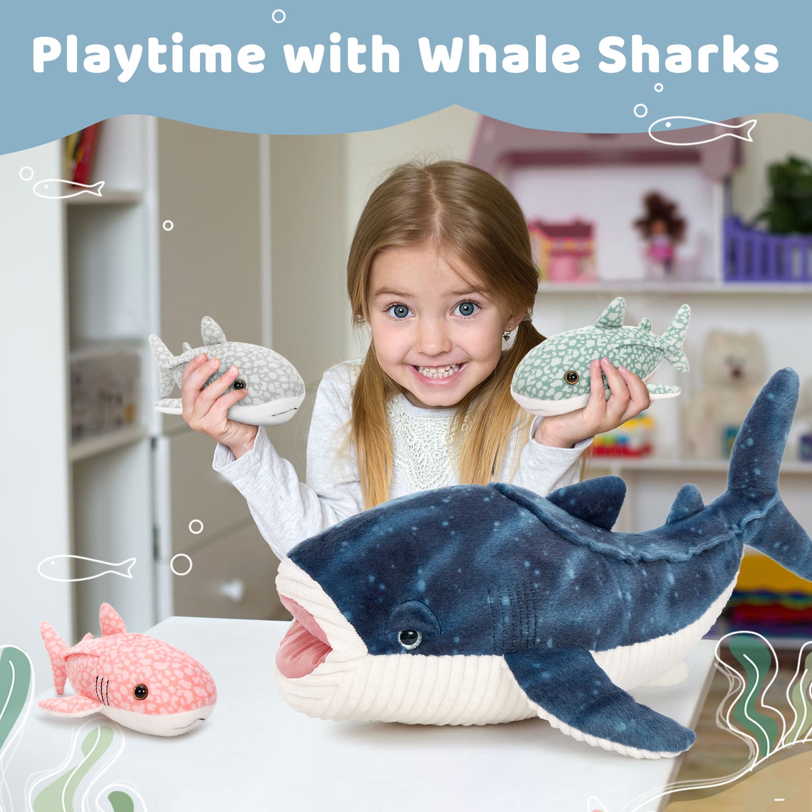 Whale Shark Stuffed Animals Ocean Plush Toys, 21.5 Inches
