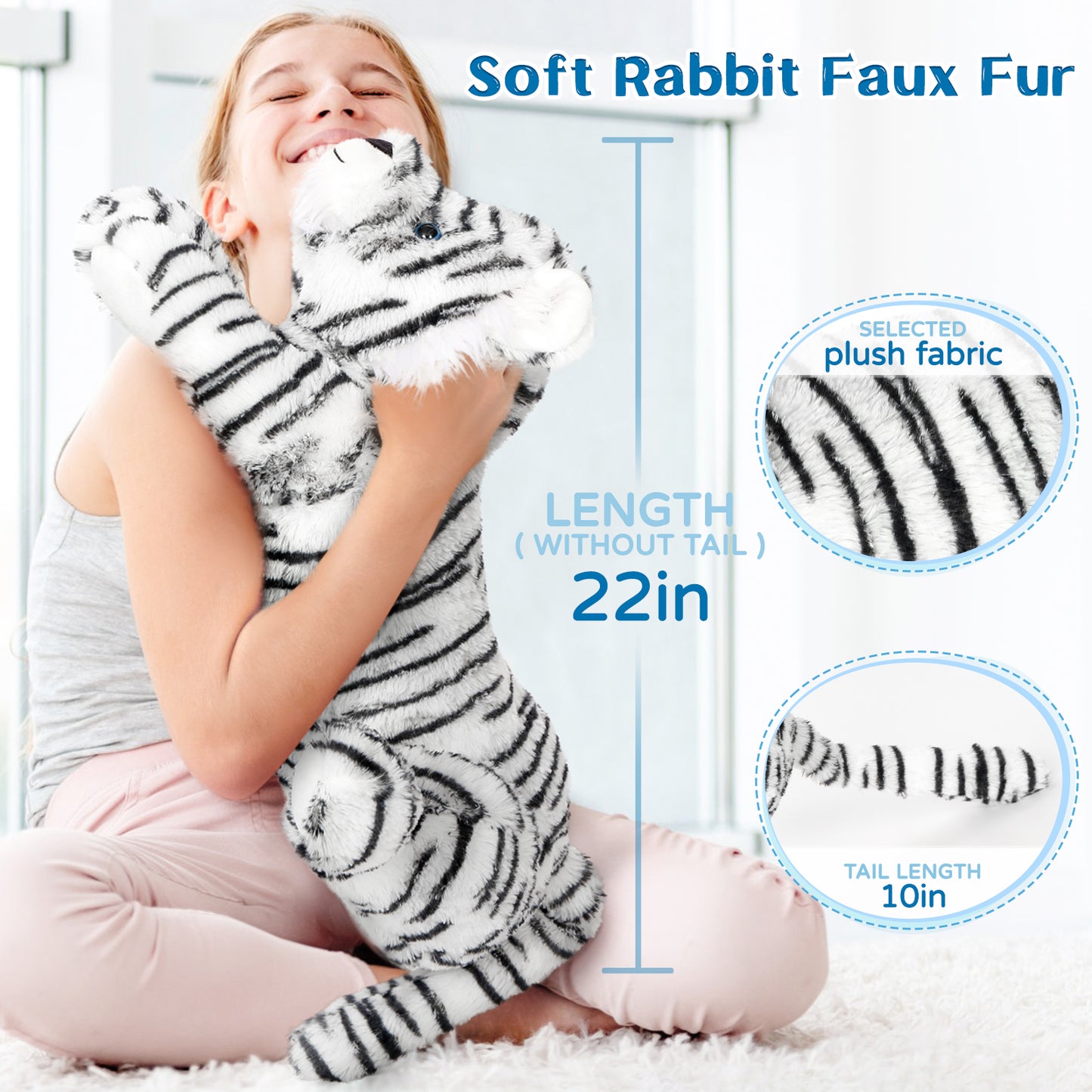 White Tiger Stuffed Animal, 22 Inches - MorisMos Jungle Plush Toys
