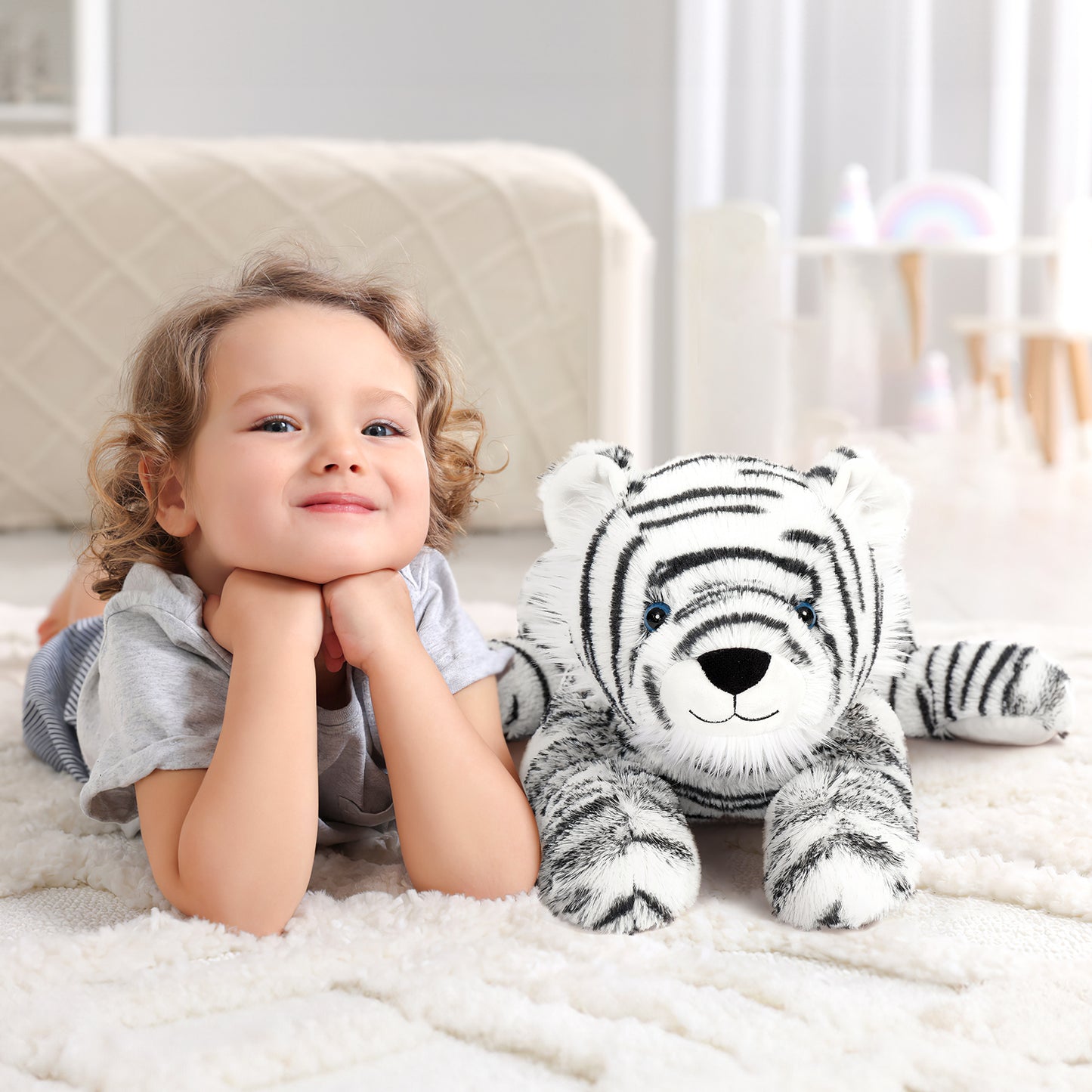 White Tiger Stuffed Animal, 22 Inches - MorisMos Jungle Plush Toys