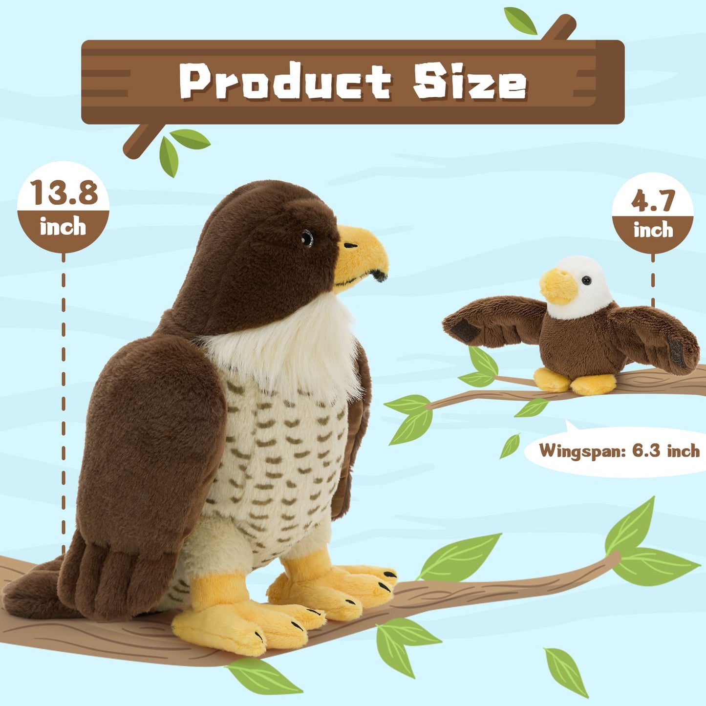 Eagle Stuffed Animals with Three Baby Eaglets Inside - Wildlife Stuffed Animals - Funny Plush Toys for Children - Free Shipping Worldwide